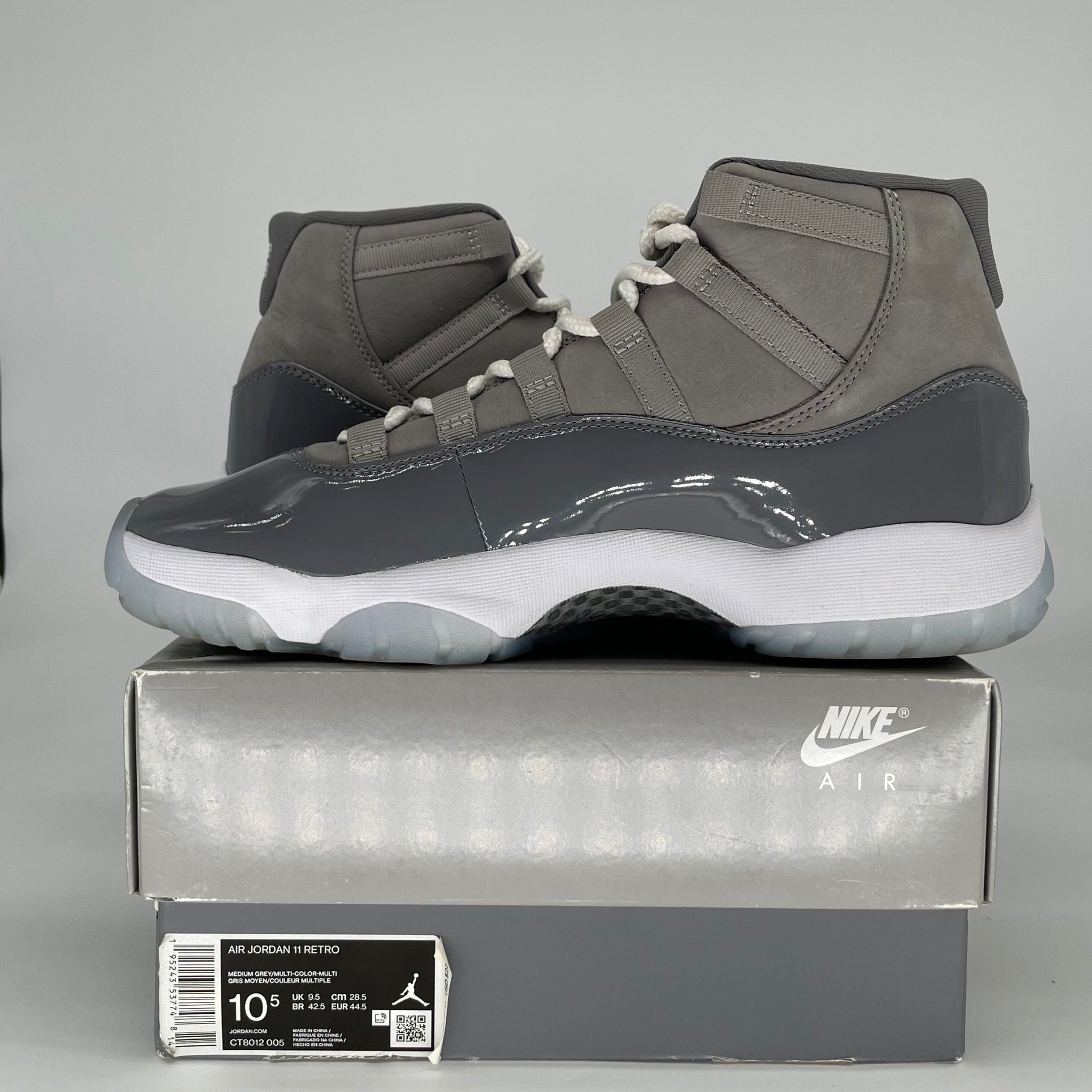 AIR JORDAN 11 COOL GREY CT8012-005 SIZE 10.5/12W
