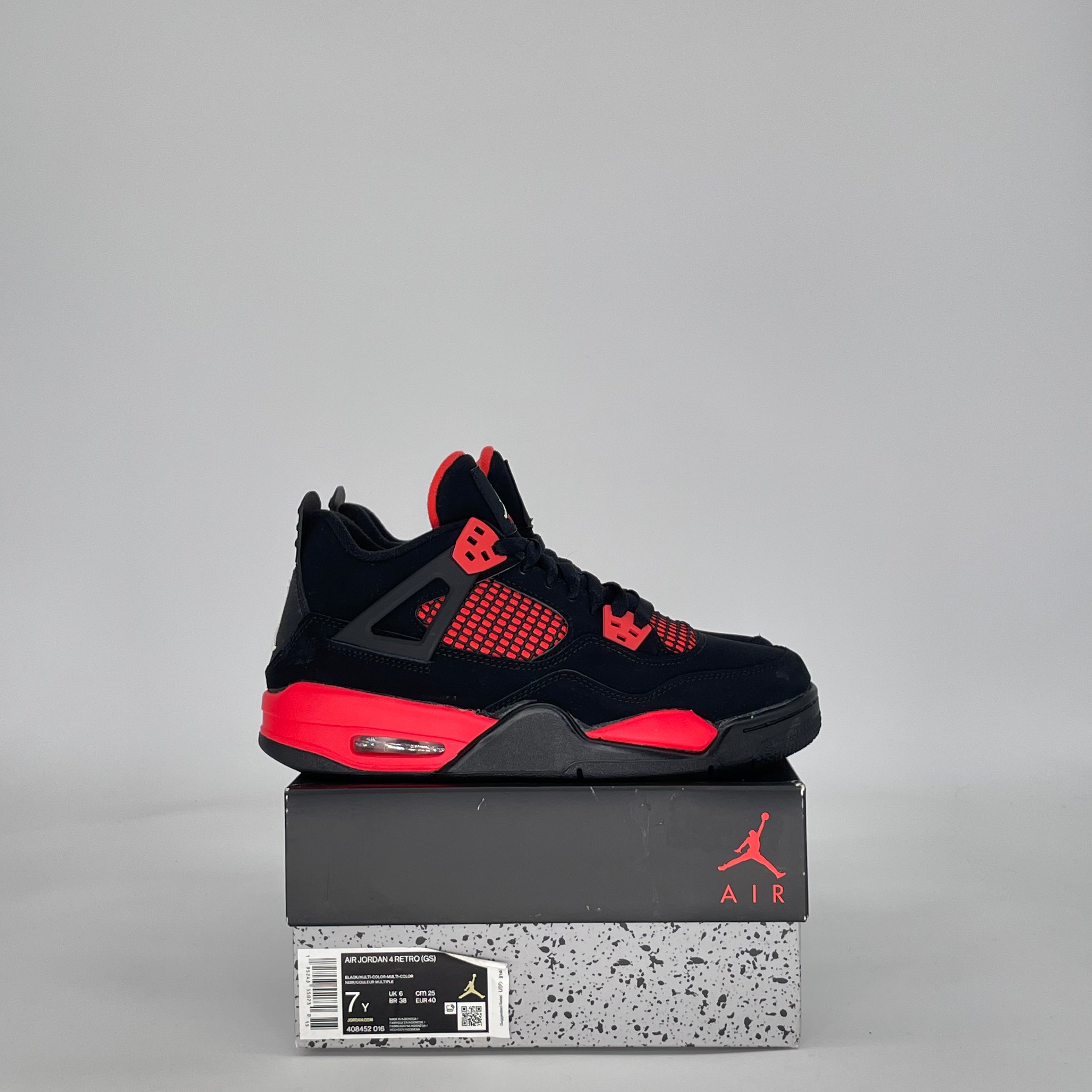 AIR JORDAN 4 RED THUNDER 408452-016 SIZE 7/8.5W GS