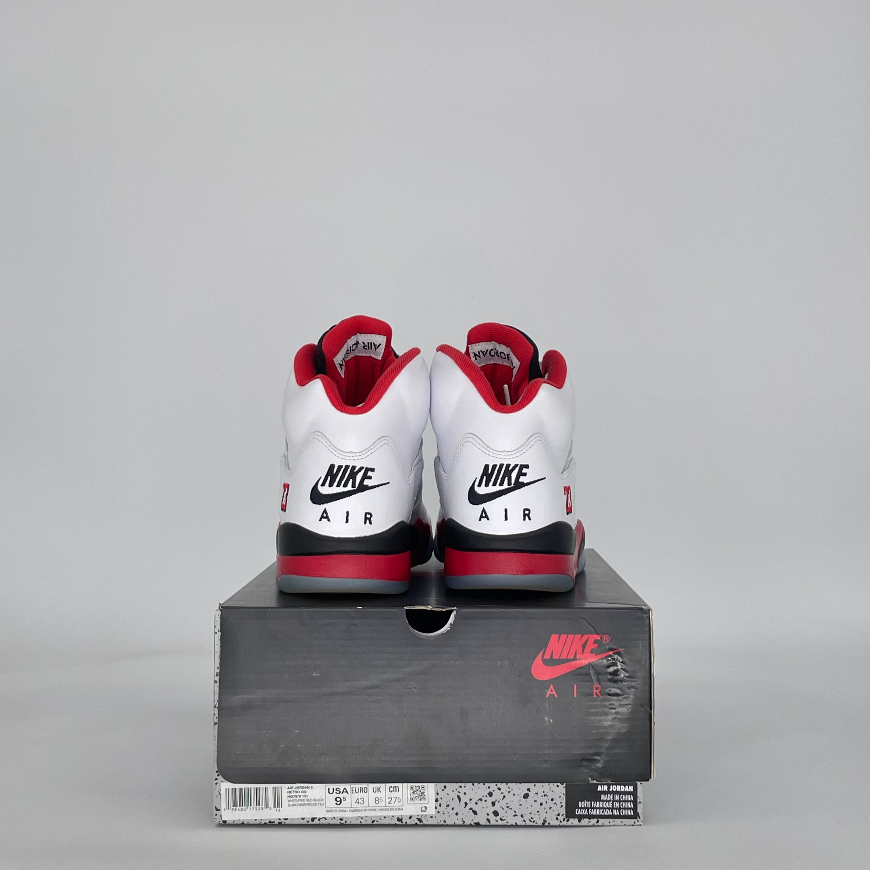 AIR JORDAN 5 FIRE RED BLACK TONGUE HQ7978-101 SIZE 9.5/11W