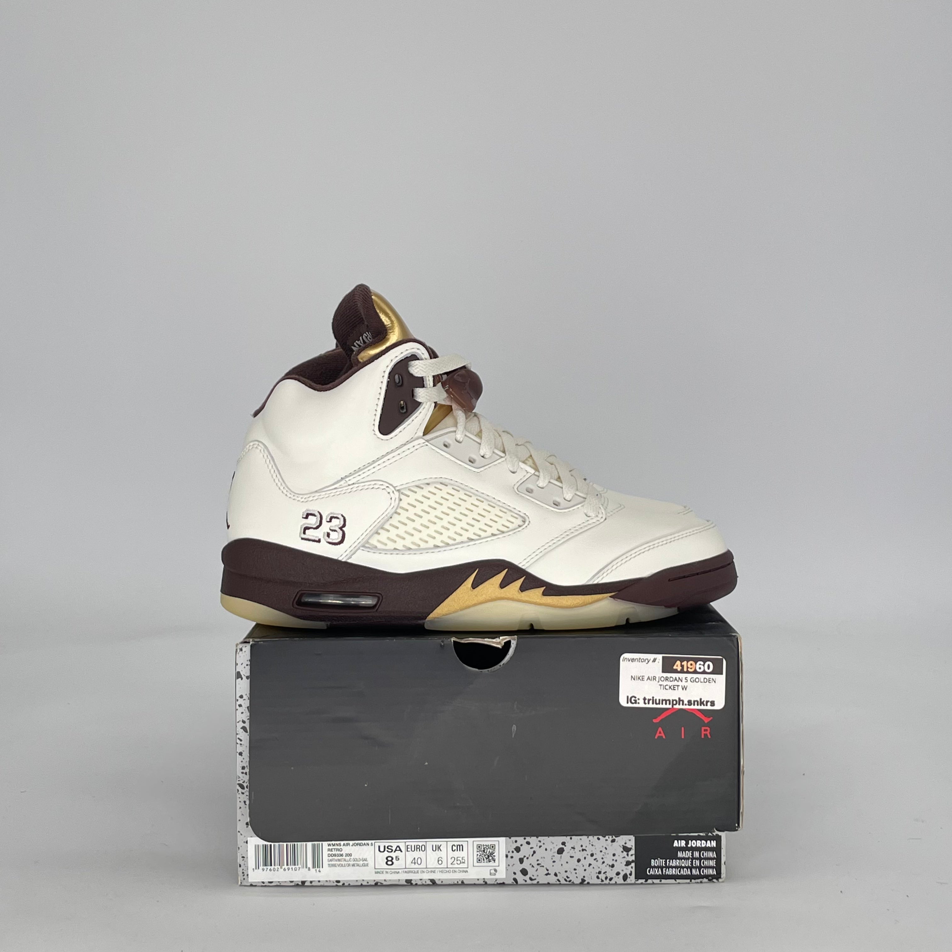 AIR JORDAN 5 GOLDEN TICKET DD9336-200 SIZE 7/8.5W GS