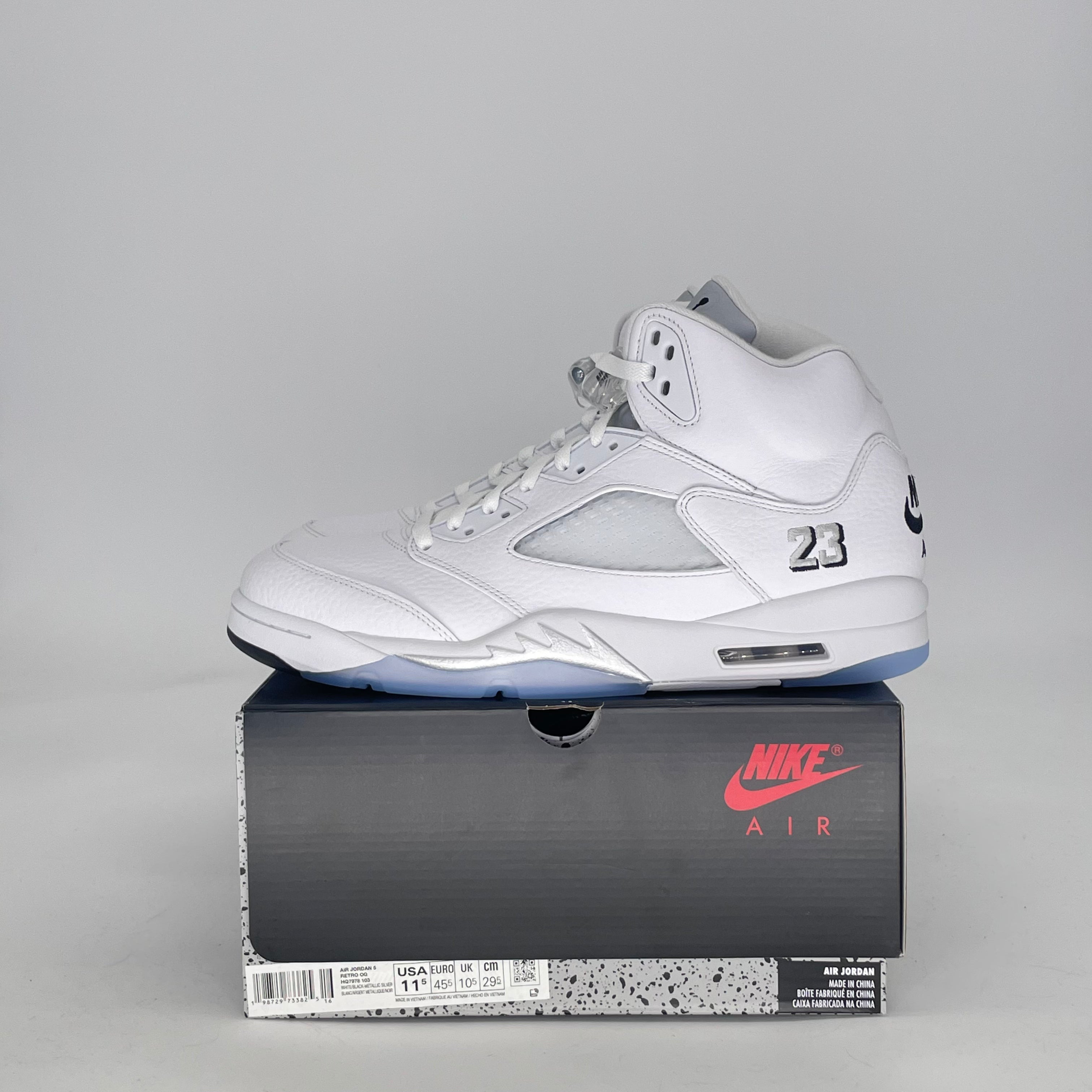 AIR JORDAN 5 WHITE METALLIC HQ7978-103 SIZE 11.5/13W