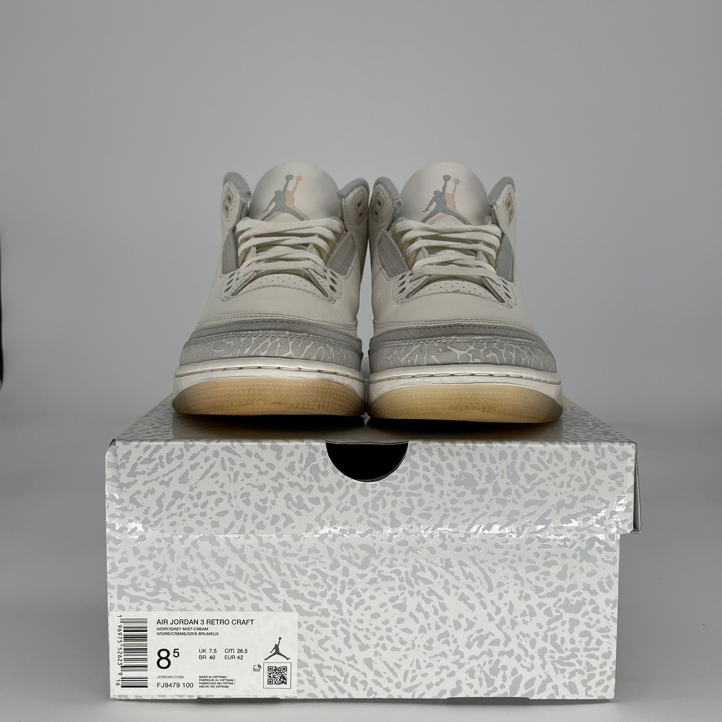 AIR JORDAN 3 CRAFT IVORY FJ9479-100 SIZE 8.5/10W