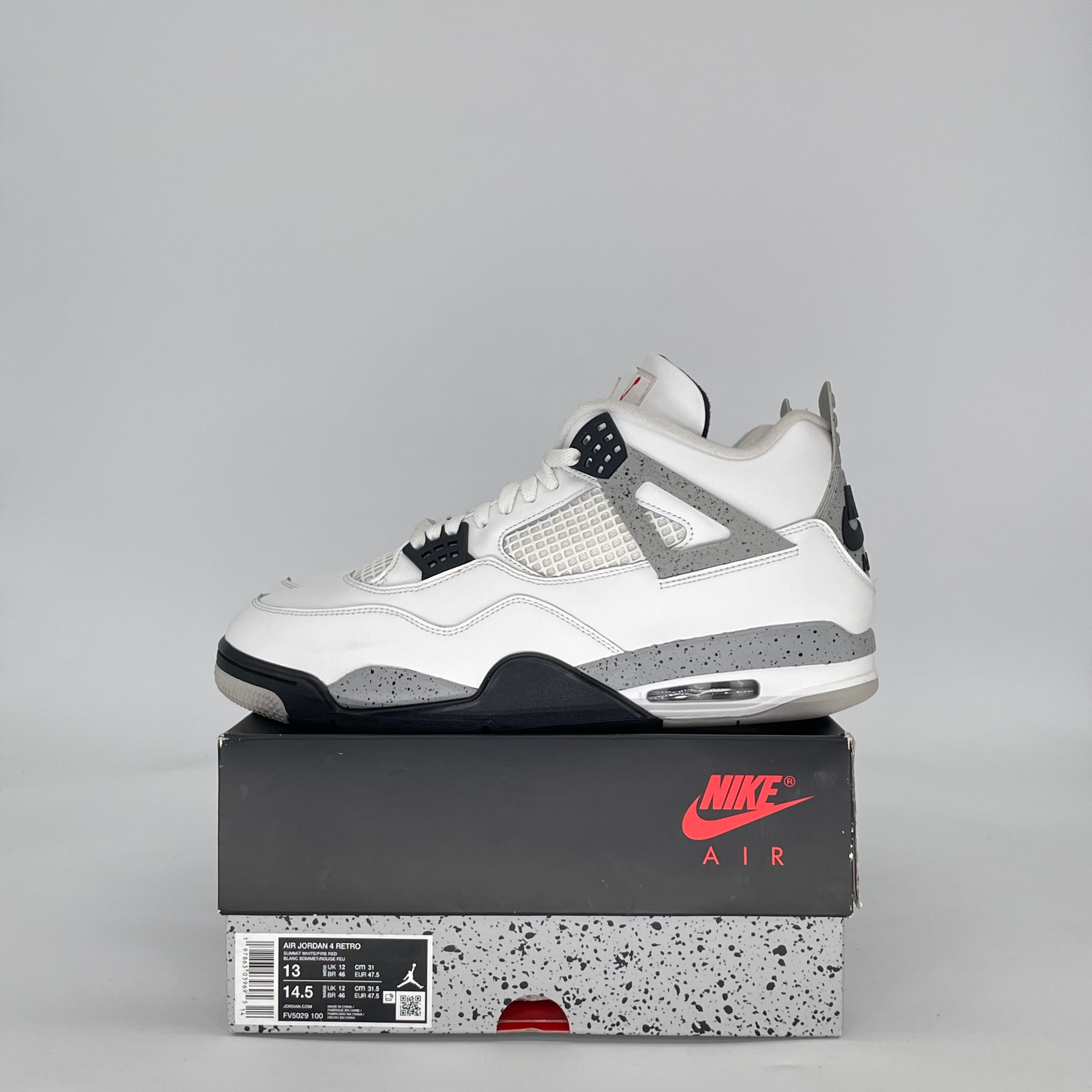 AIR JORDAN 4 WHITE CEMENT FV5029-100 SIZE 13/14.5W