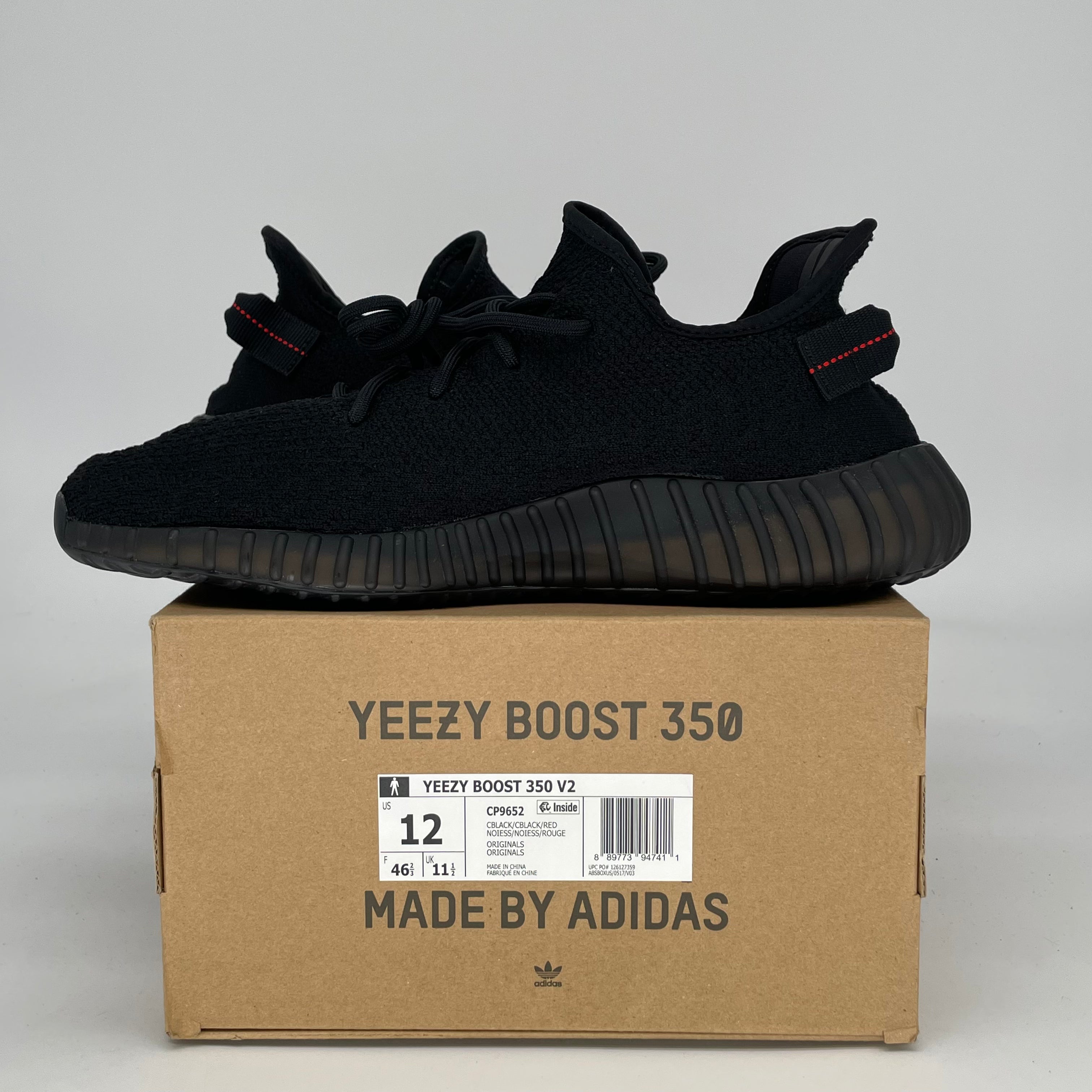 ADIDAS YEEZY 350 V2 BLACK RED CP9652 SIZE 12/13.5W