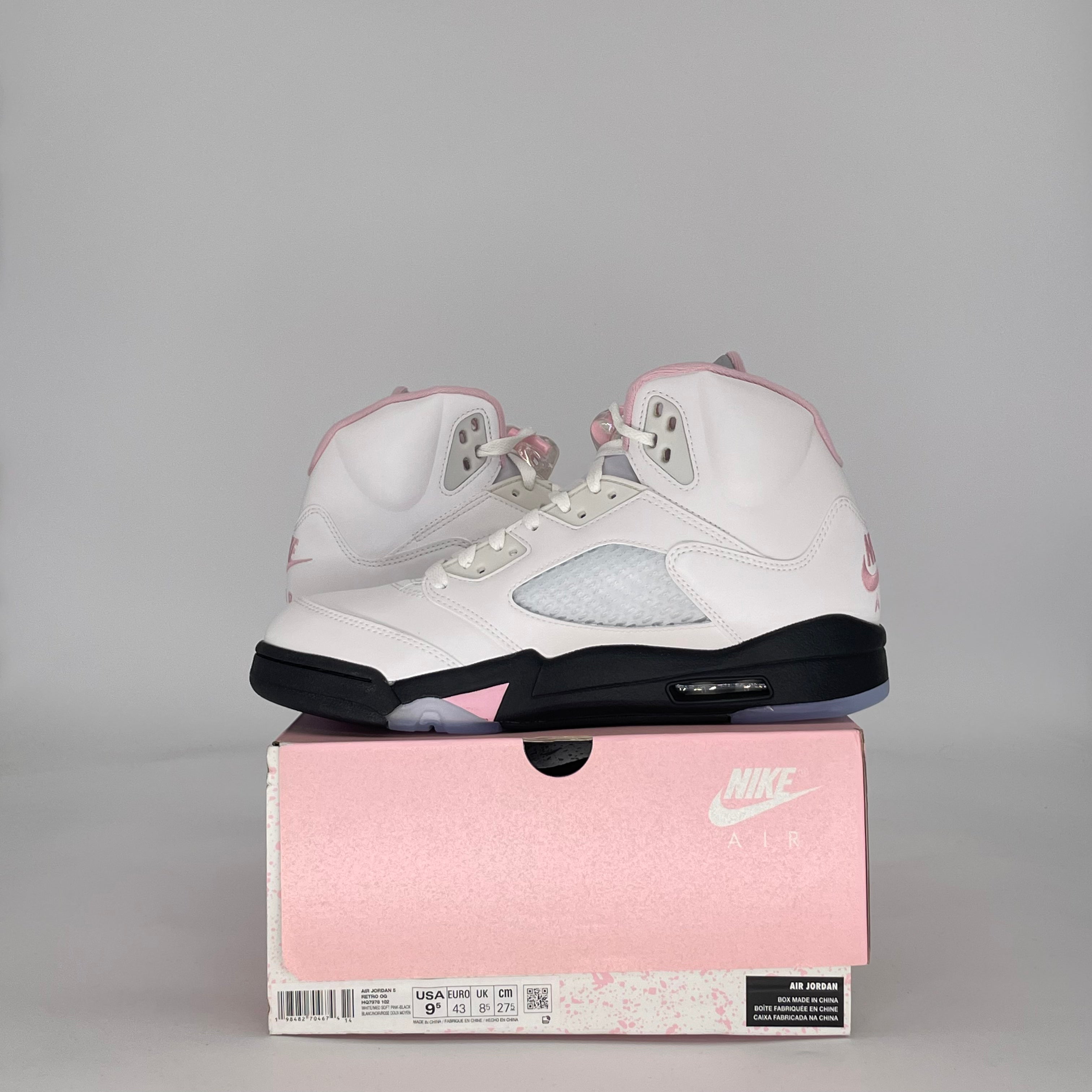 AIR JORDAN 5 MEDIUM SOFT PINK HQ7978-102 SIZE 9.5/11W
