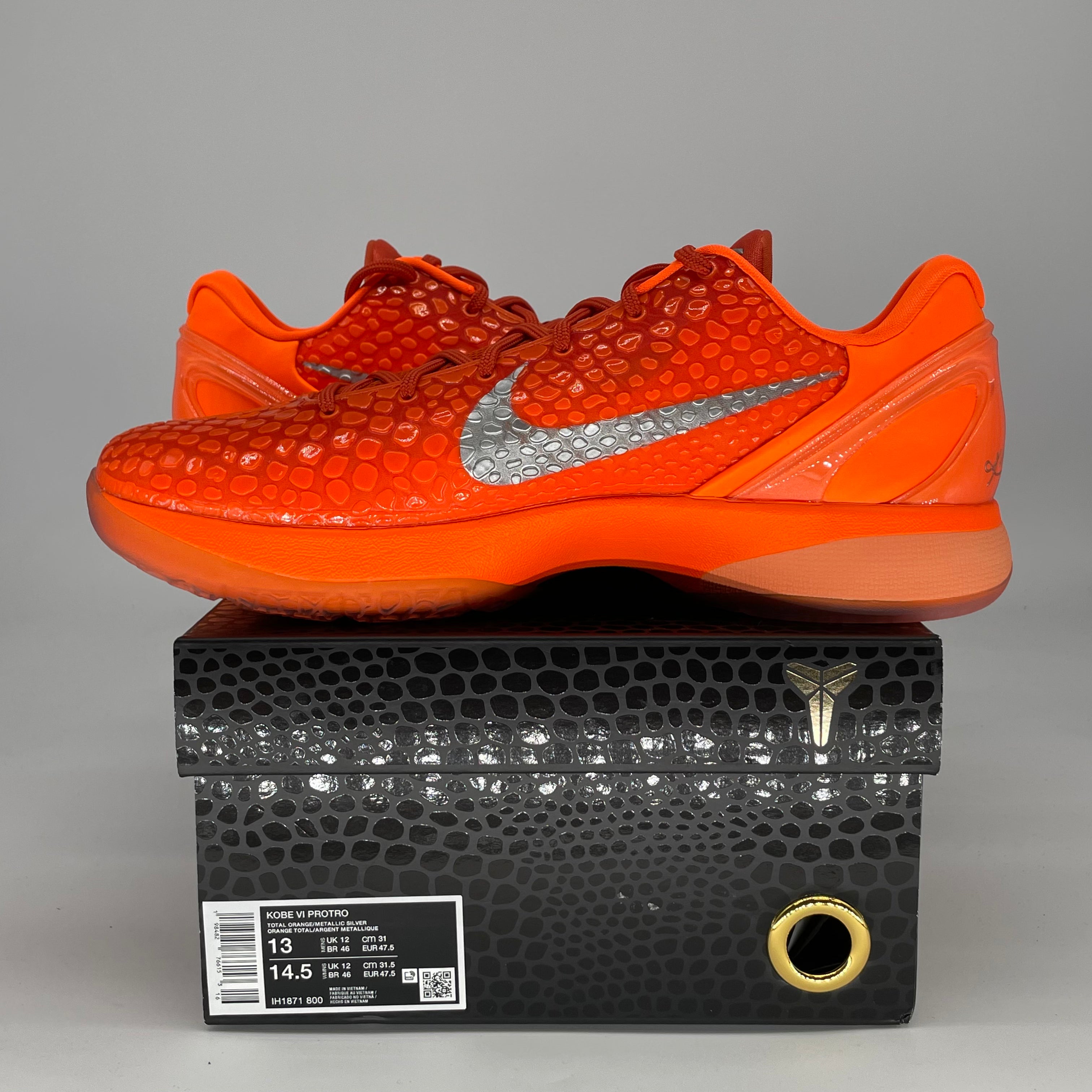NIKE KOBE 6 PROTRO TOTAL ORANGE IH1871-800 SIZE 13/14.5W