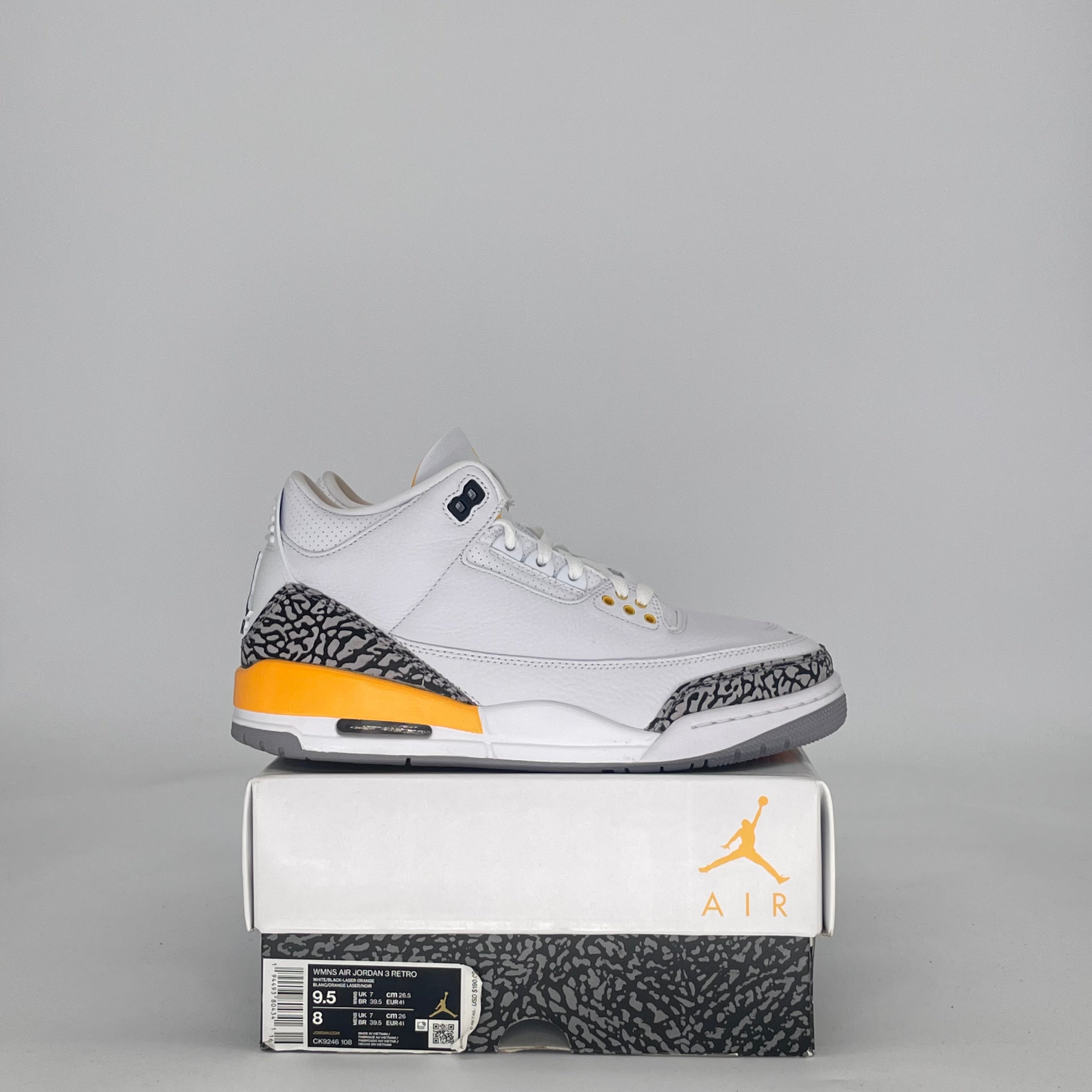 AIR JORDAN 3 LASER ORANGE CK9246-108 SIZE 8/9.5W