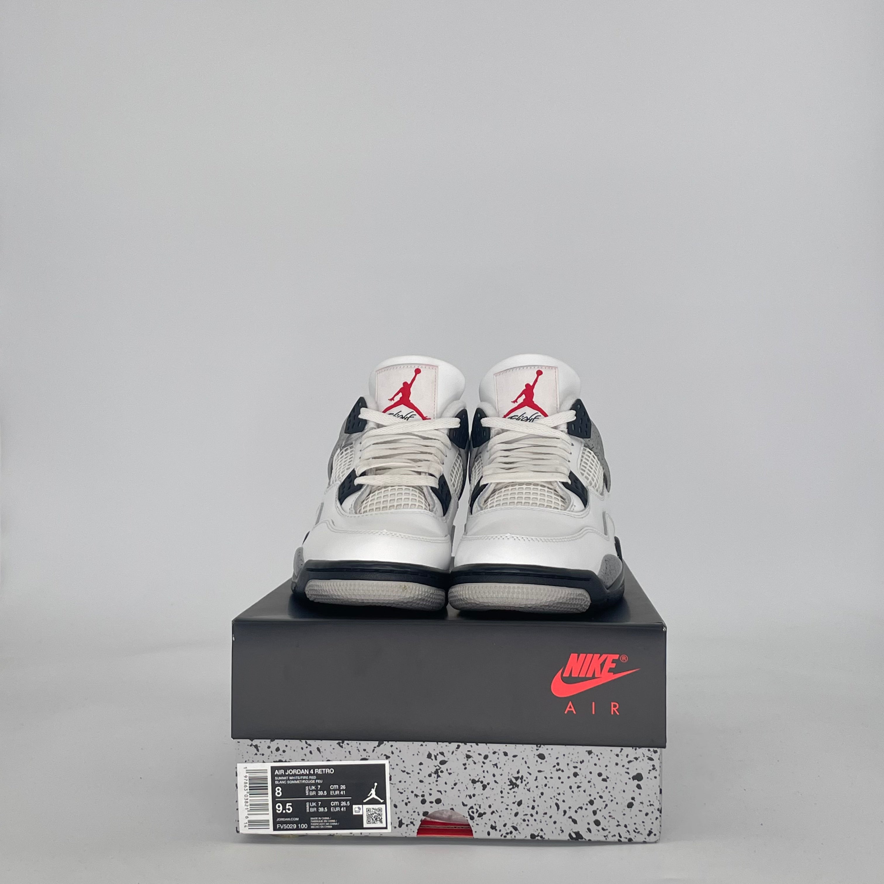 AIR JORDAN 4 WHITE CEMENT FV5029-100 SIZE 8/9.5W