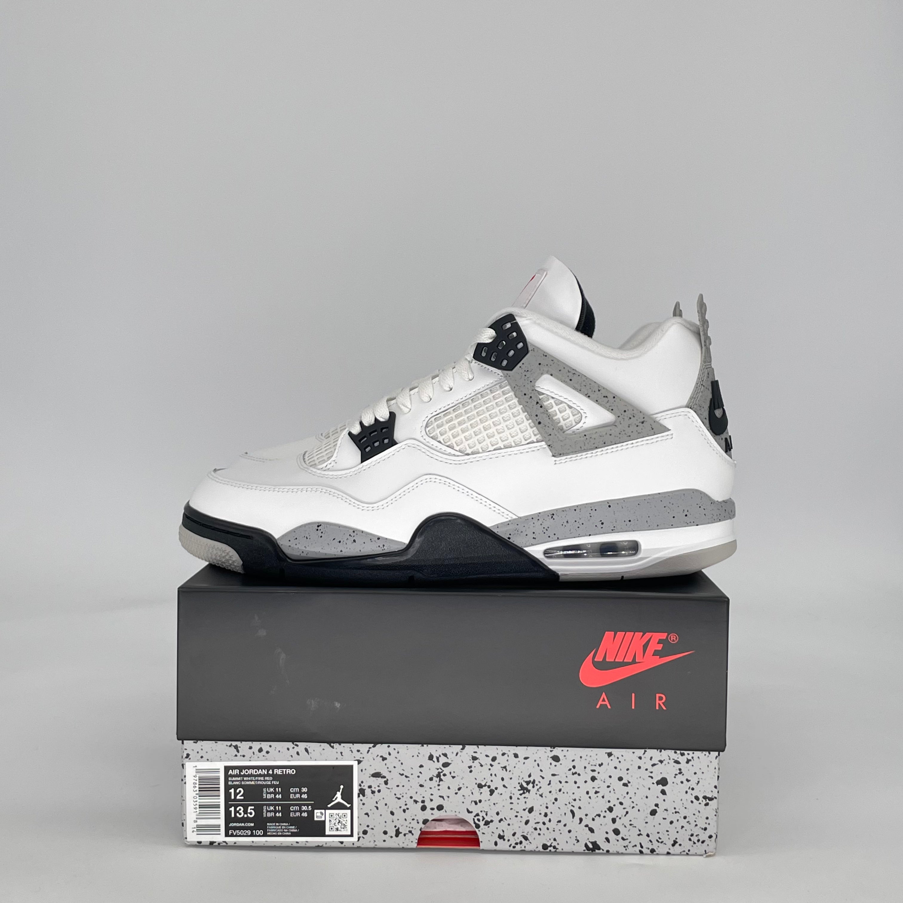 AIR JORDAN 4 WHITE CEMENT FV5029-100 SIZE 12/13.5W