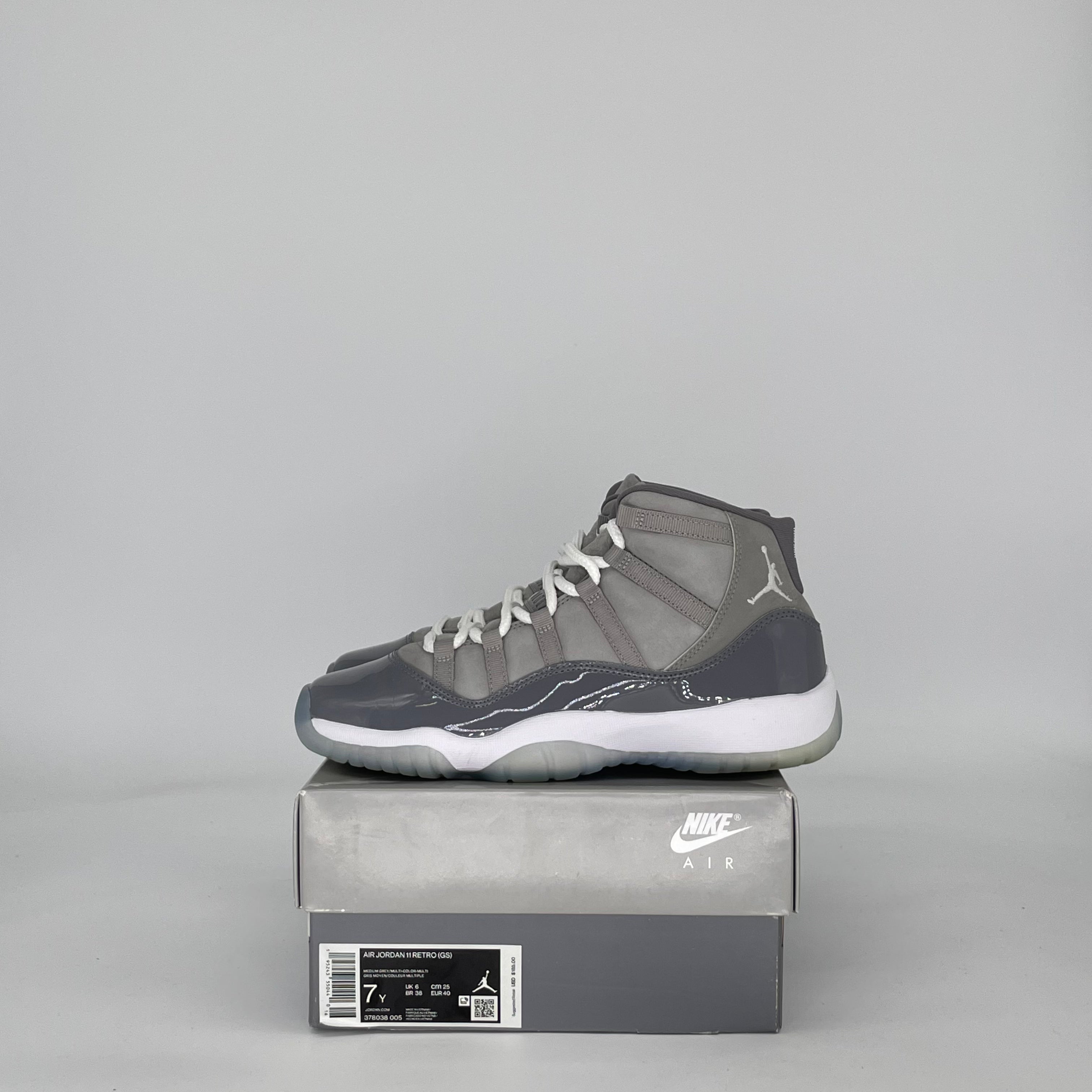 AIR JORDAN 11 COOL GREY (2021) 378038-005 SIZE 7/8.5W GS