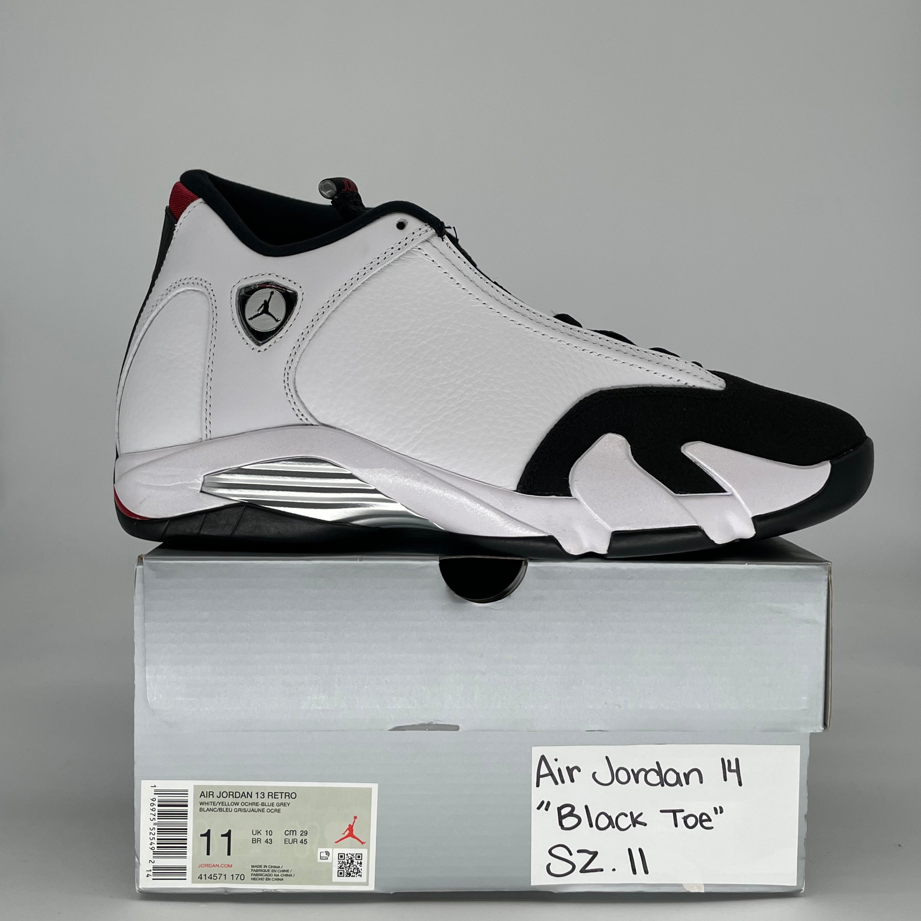 AIR JORDAN 14 BLACK TOE 487471-160 SIZE 11/12.5W