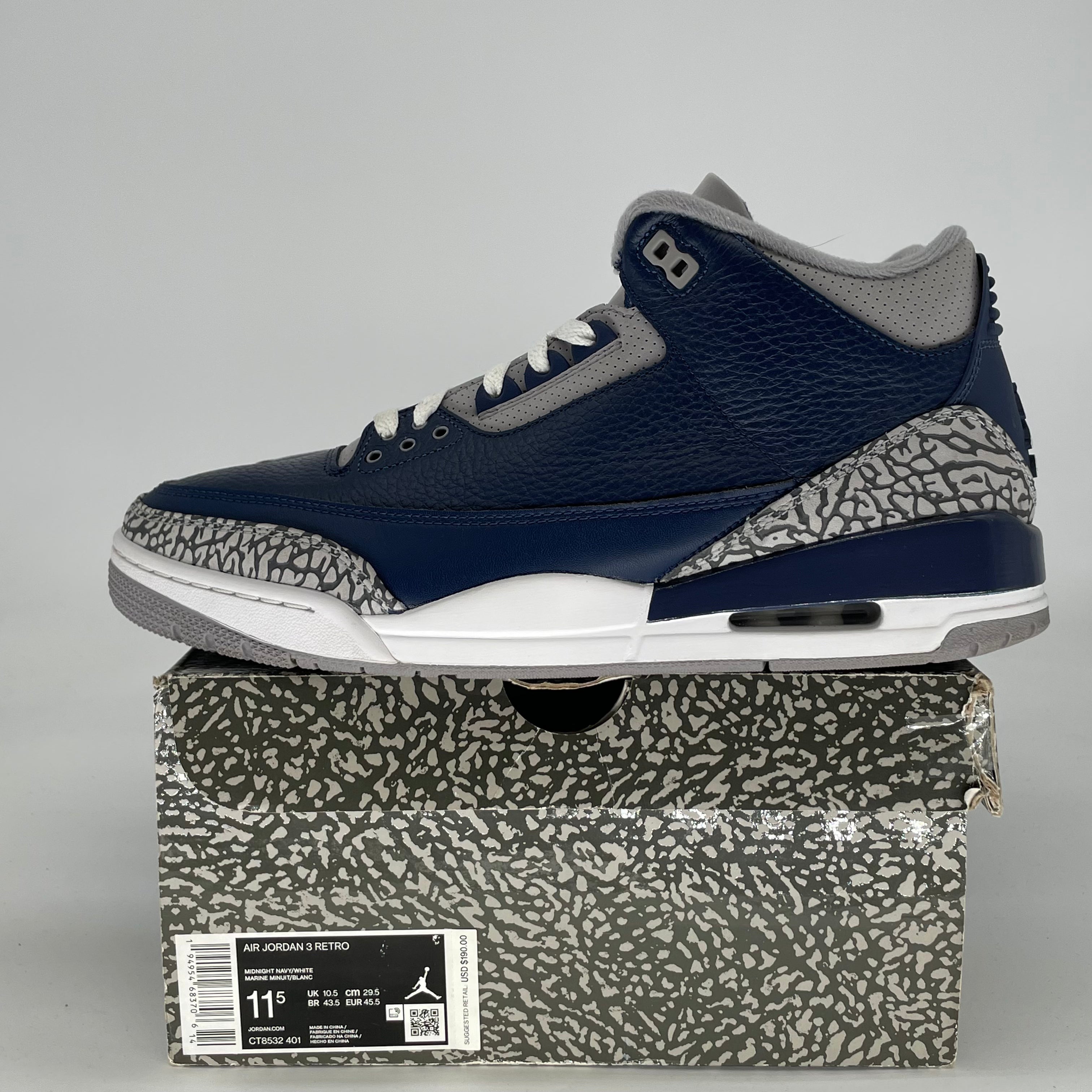 AIR JORDAN 3 GEORGETOWN CT8532-401 SIZE 11.5/13W