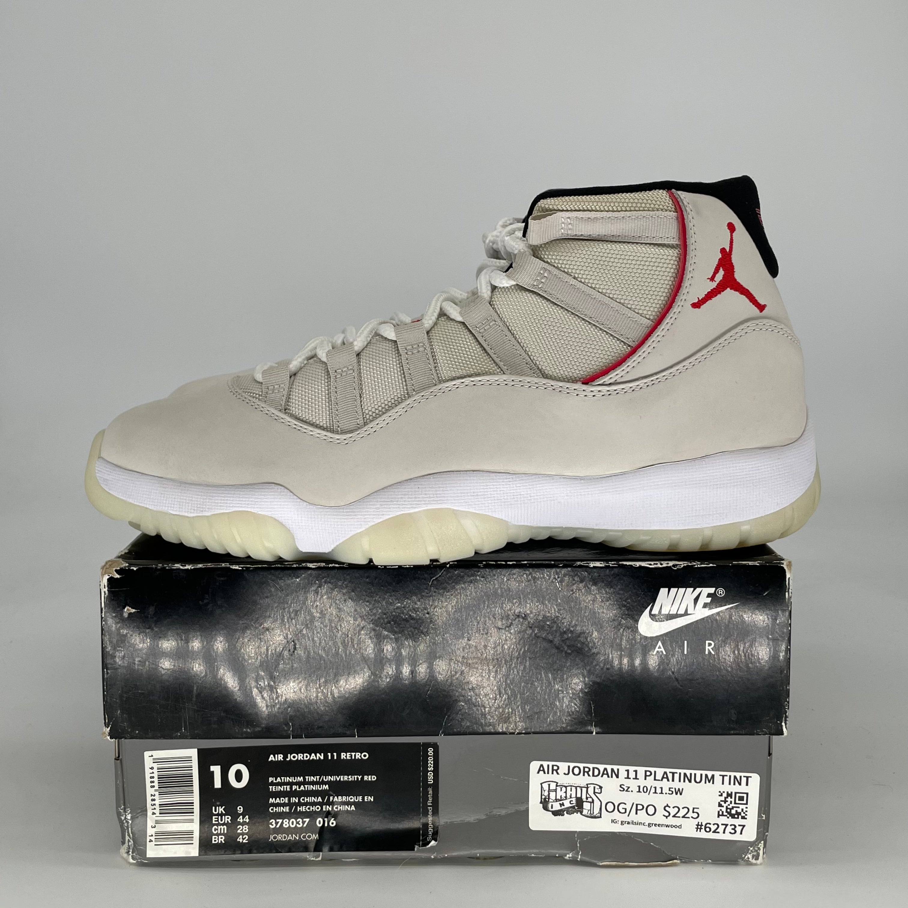 AIR JORDAN 11 PLATINUM TINT 378037-016 SIZE 10/11.5W