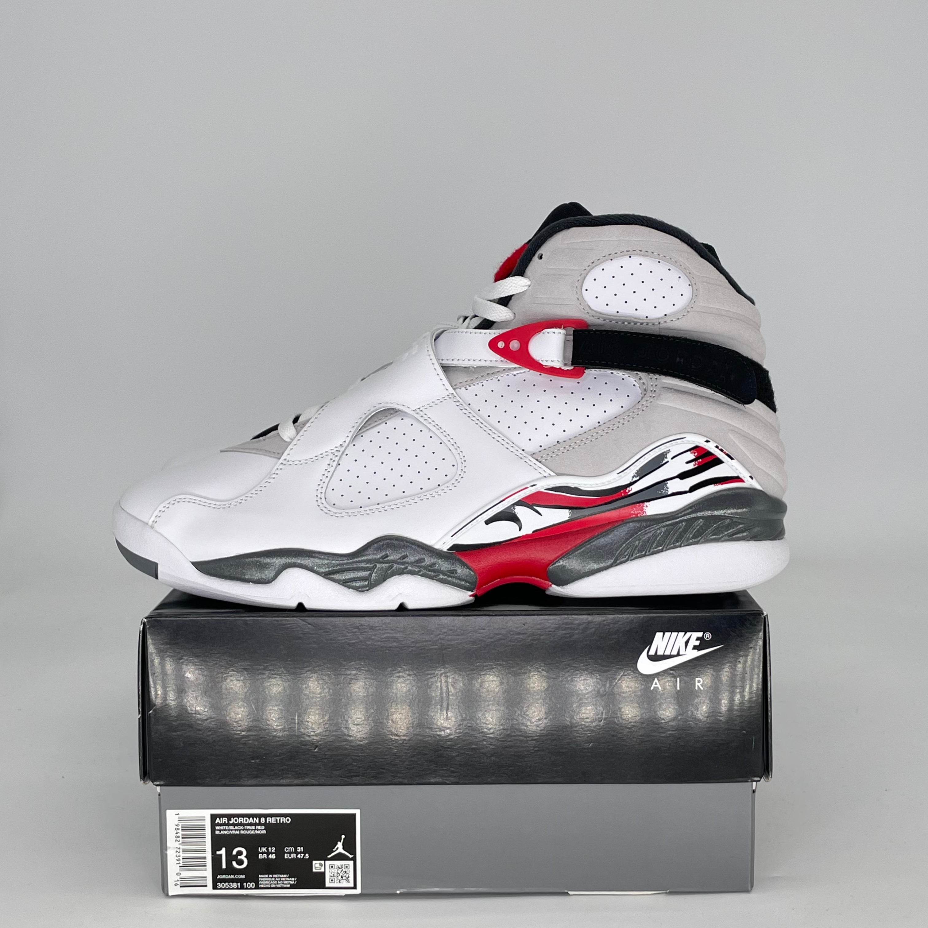 AIR JORDAN 8 WHITE TRUE RED BUGS BUNNY 305381-100 SIZE 13/14.5W