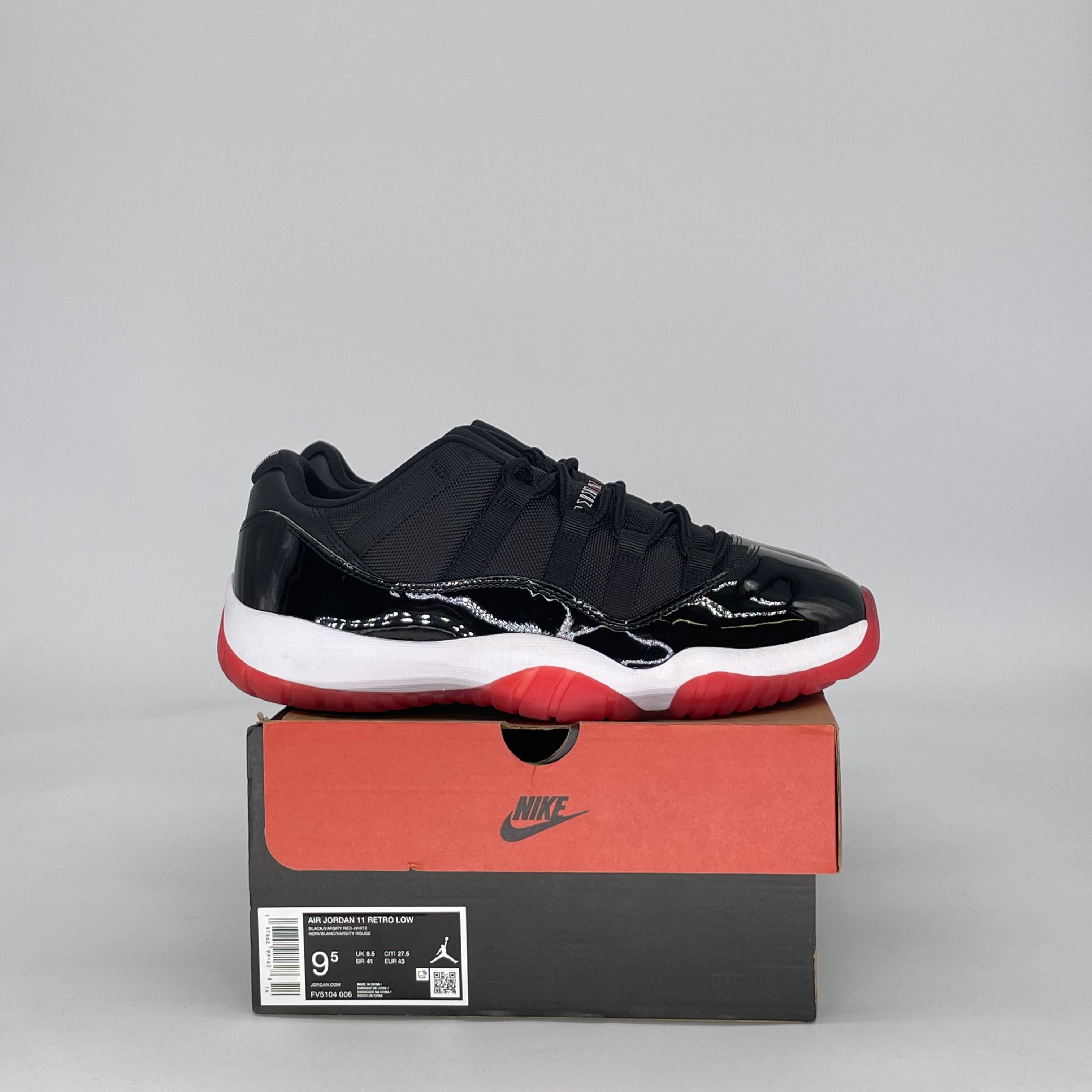 AIR JORDAN 11 LOW BRED FV5104-006 SIZE 9.5/11W