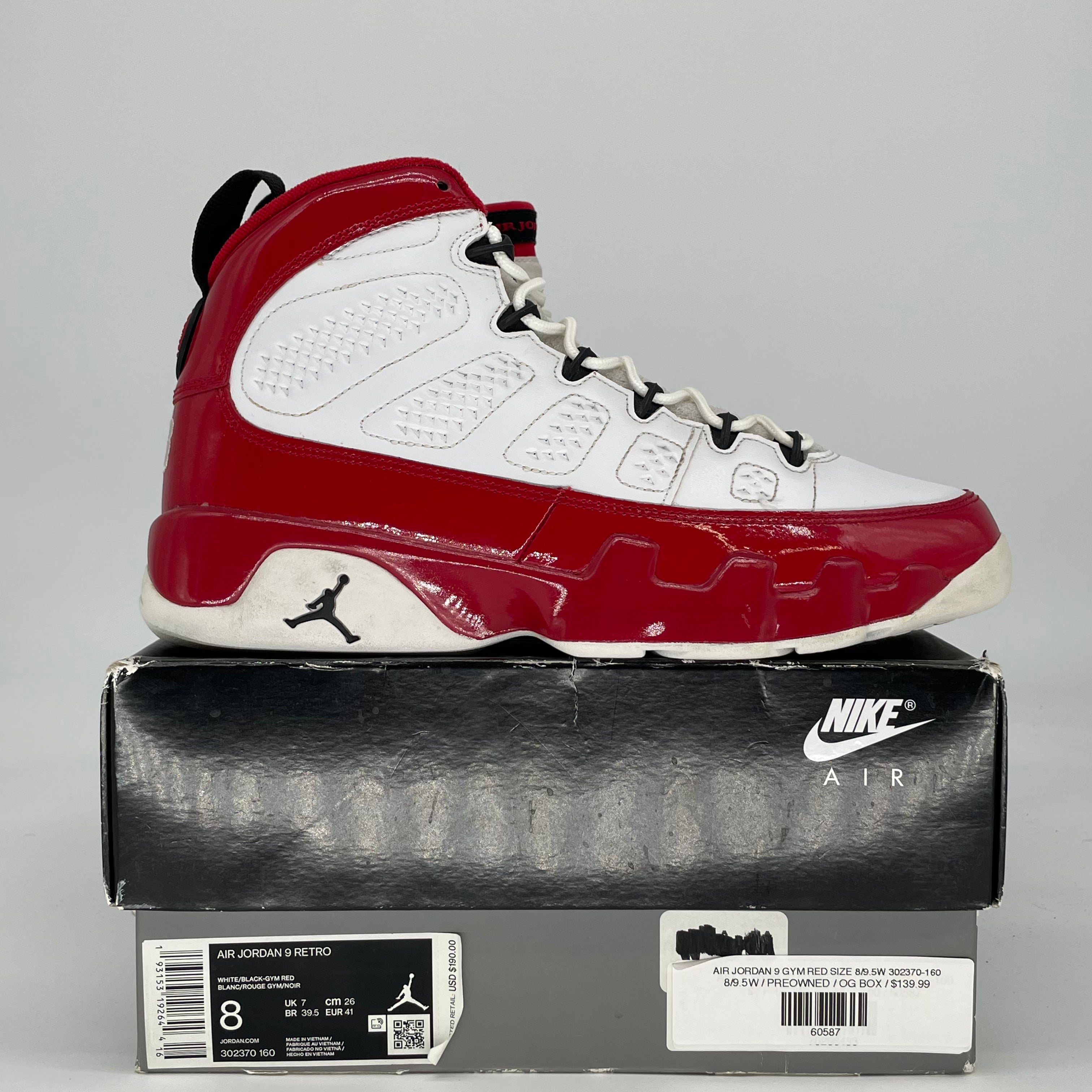AIR JORDAN 9 GYM RED SIZE 8/9.5W 302370-160