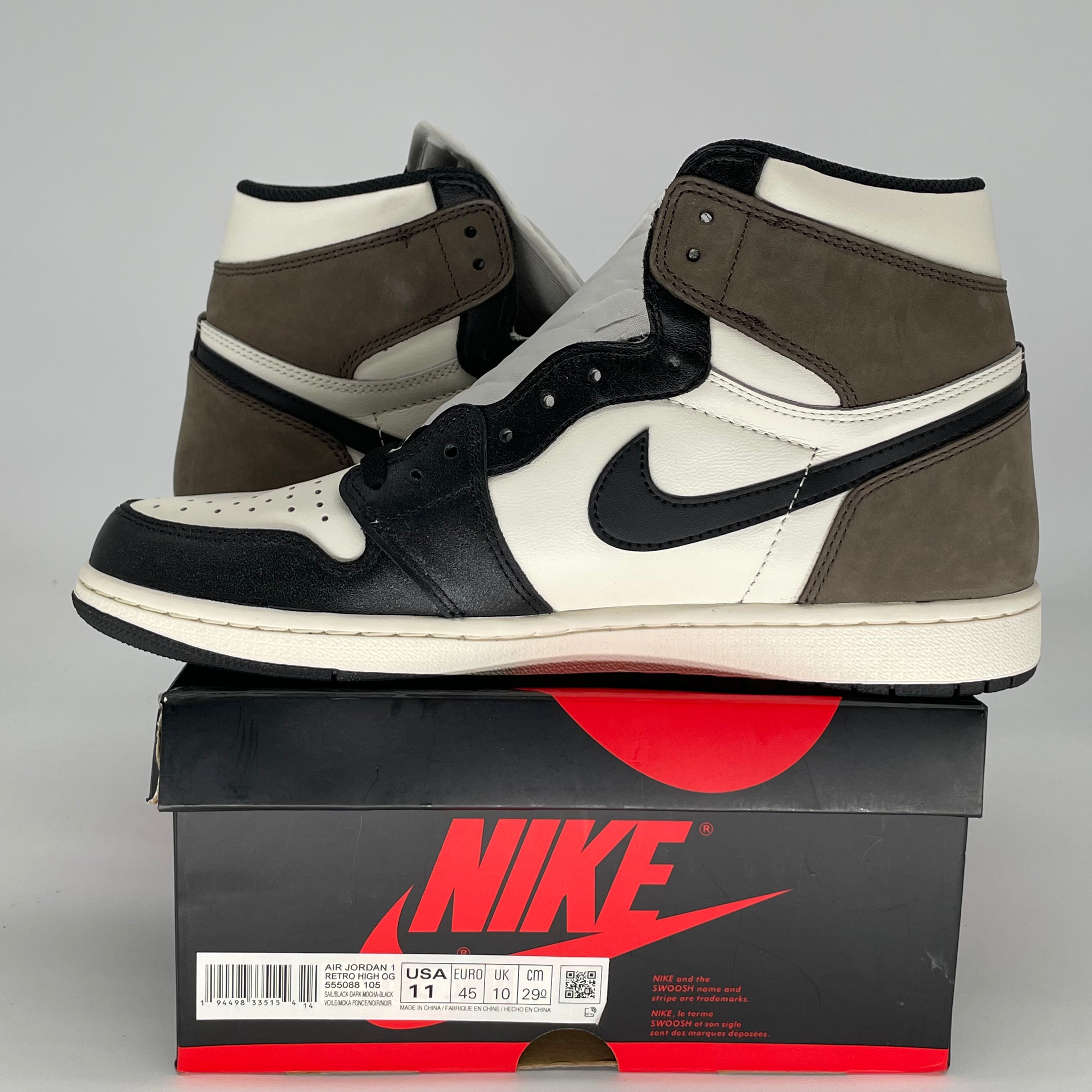 AIR JORDAN 1 MOCHA 555088-105 SIZE 11/12.5W
