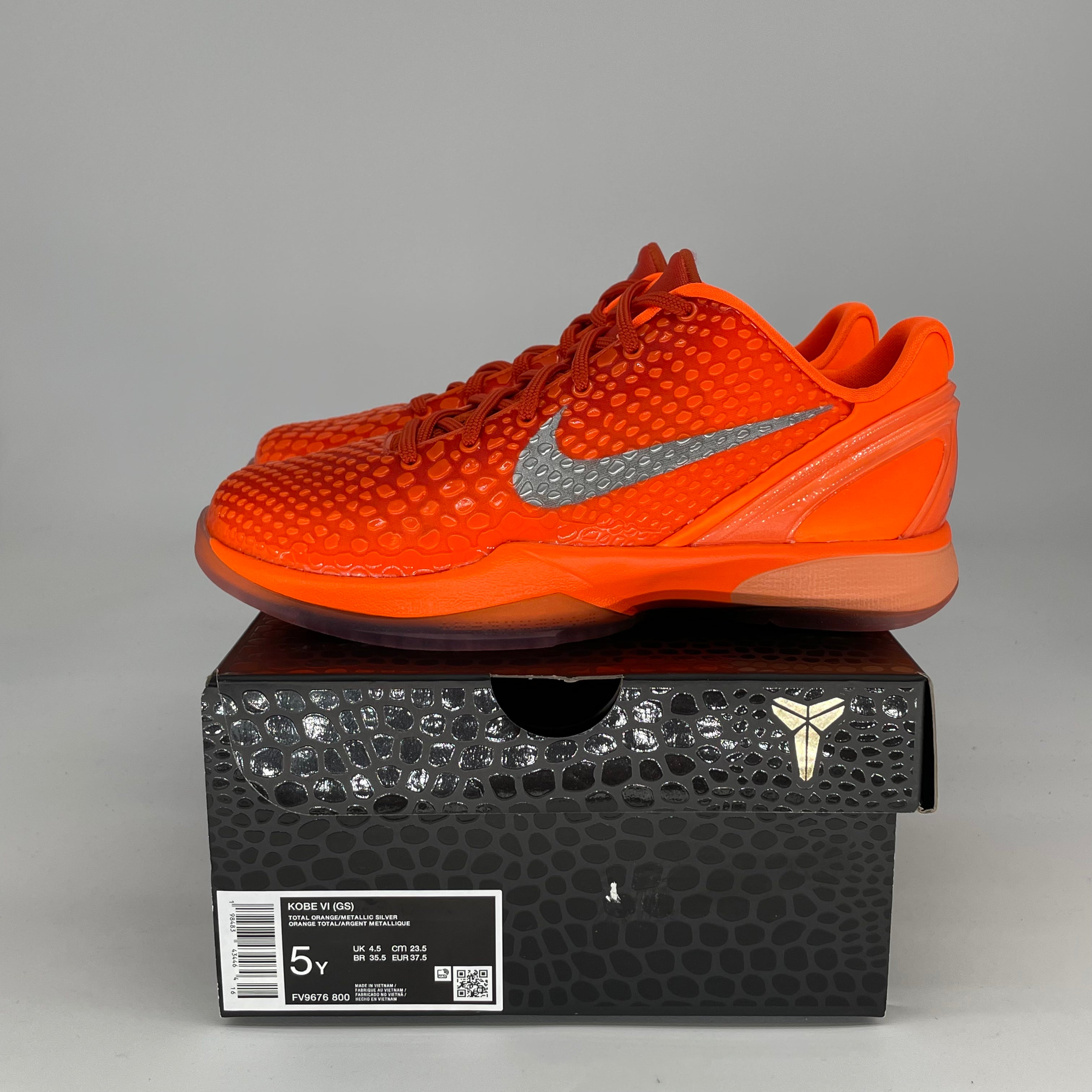 NIKE KOBE 6 TOTAL ORANGE FV9676-800 SIZE 5/6.5W