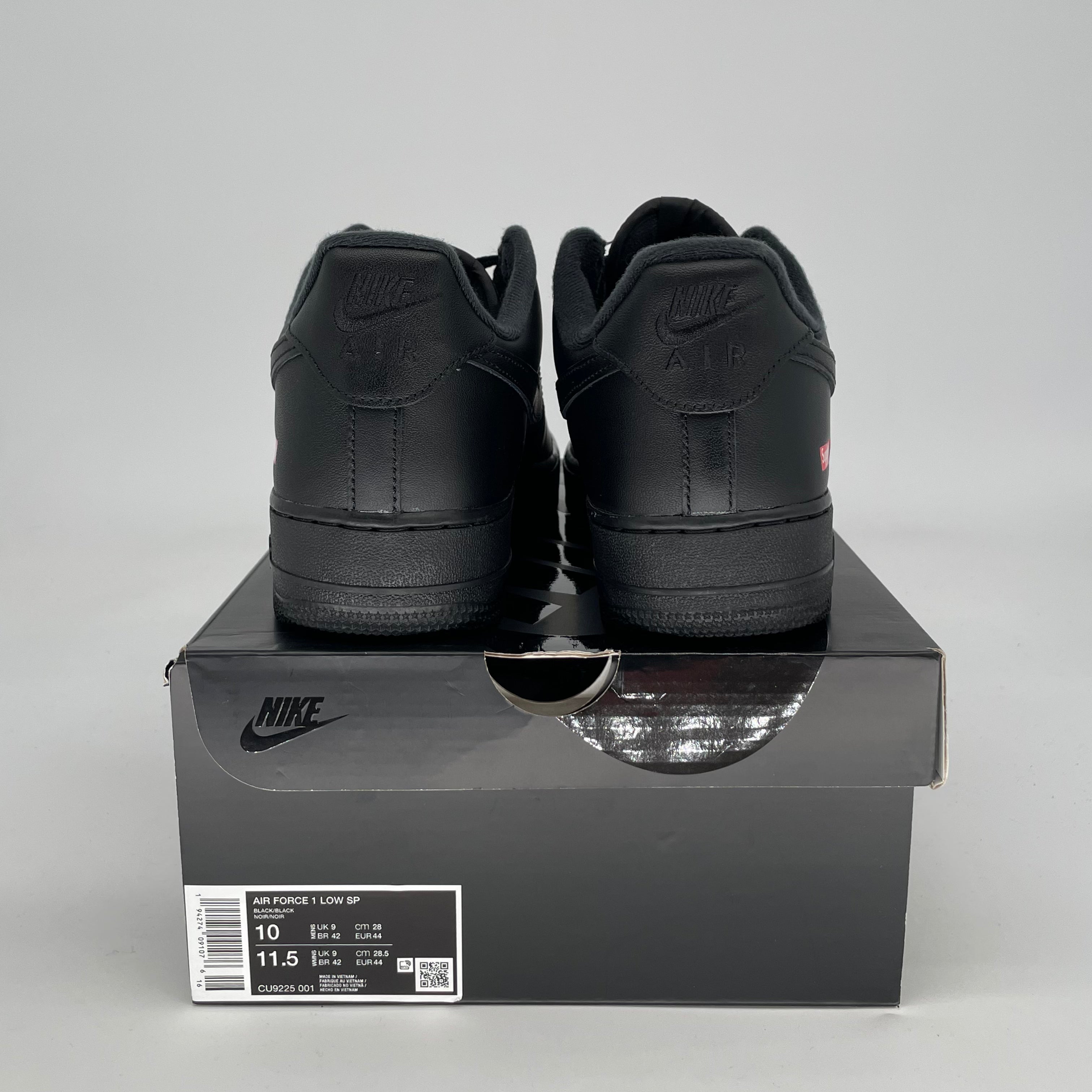 SUPREME X NIKE AIR FORCE 1 LOW BLACK CU9225-001 SIZE 10/11.5W
