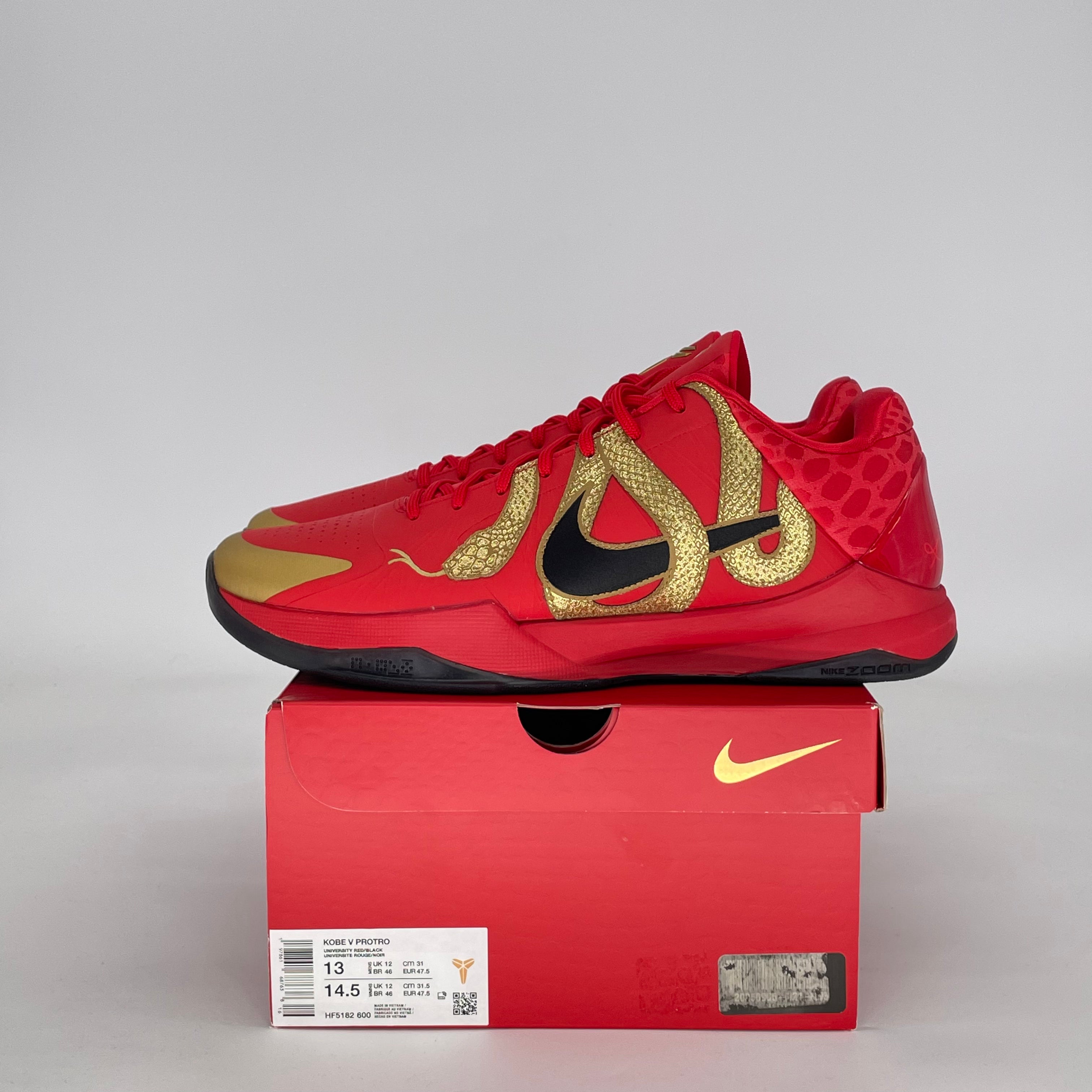 NIKE KOBE 5 PROTRO YEAR OF THE MAMBA UNIVERSITY RED HF5182-600 SIZE 13/14.5W