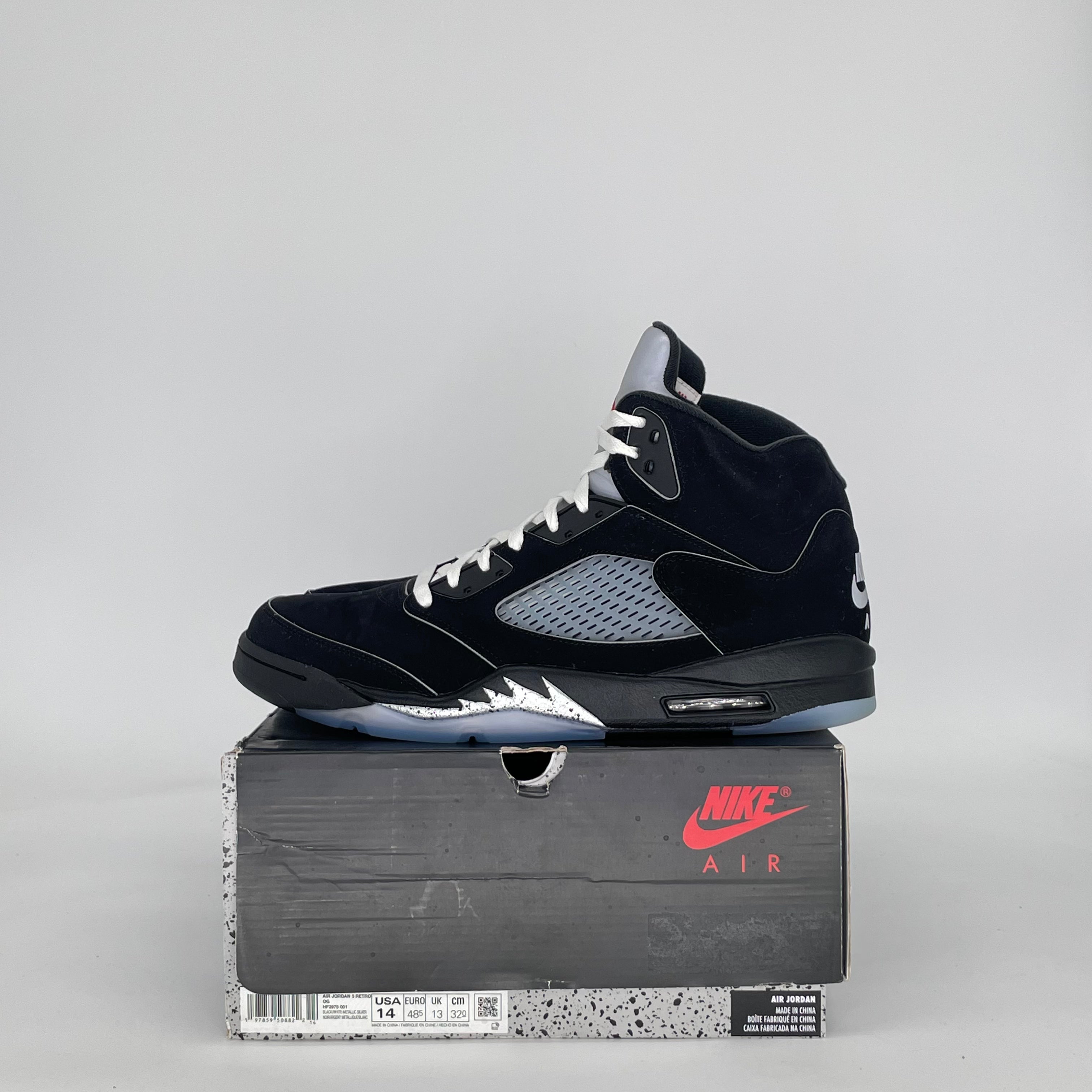 AIR JORDAN 5 BLACK METALLIC REIMAGINED HF3975-001 SIZE 14/15.5W
