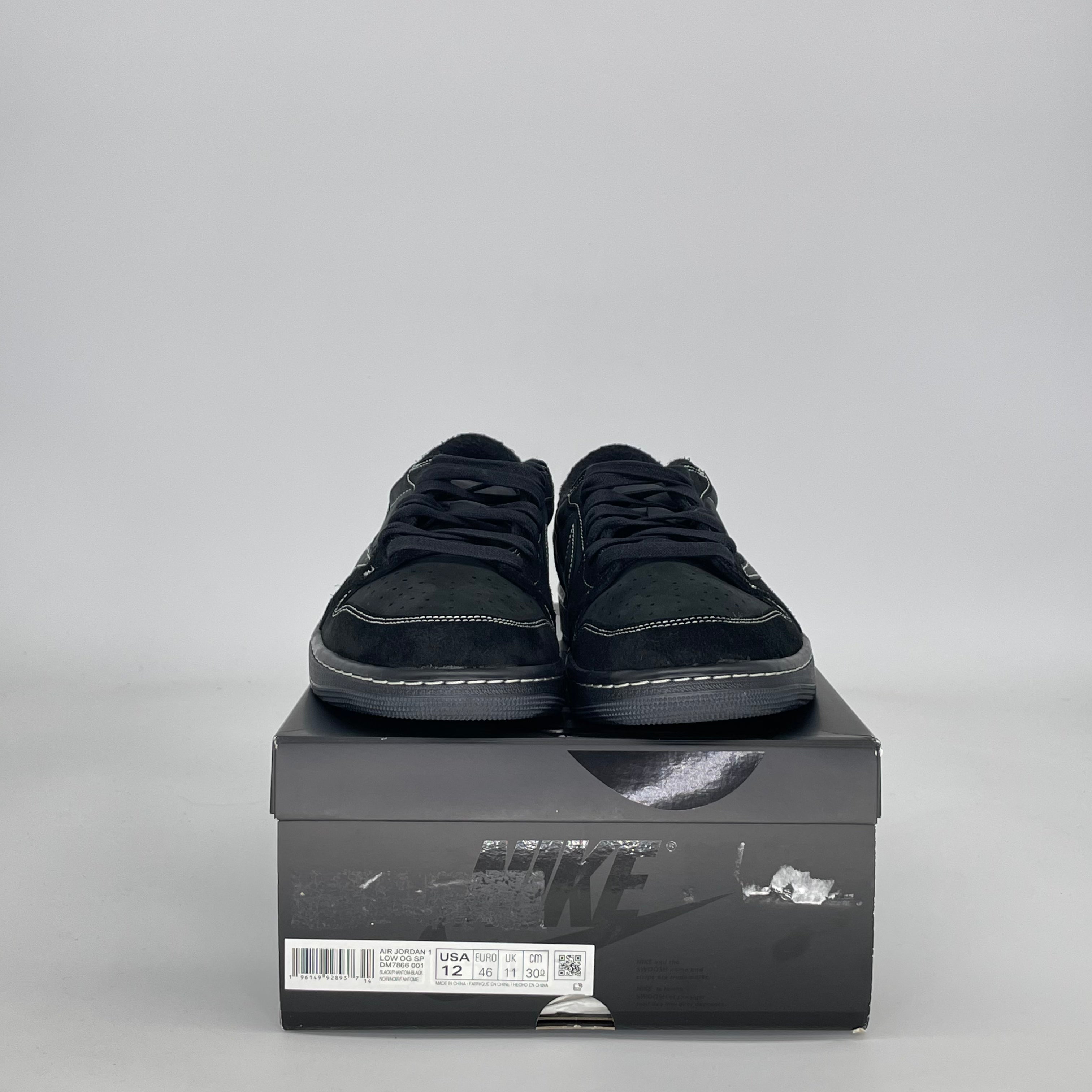AIR JORDAN 1 LOW X TRAVIS SCOTT BLACK PHANTOM DM7866-001 SIZE 12/13.5W