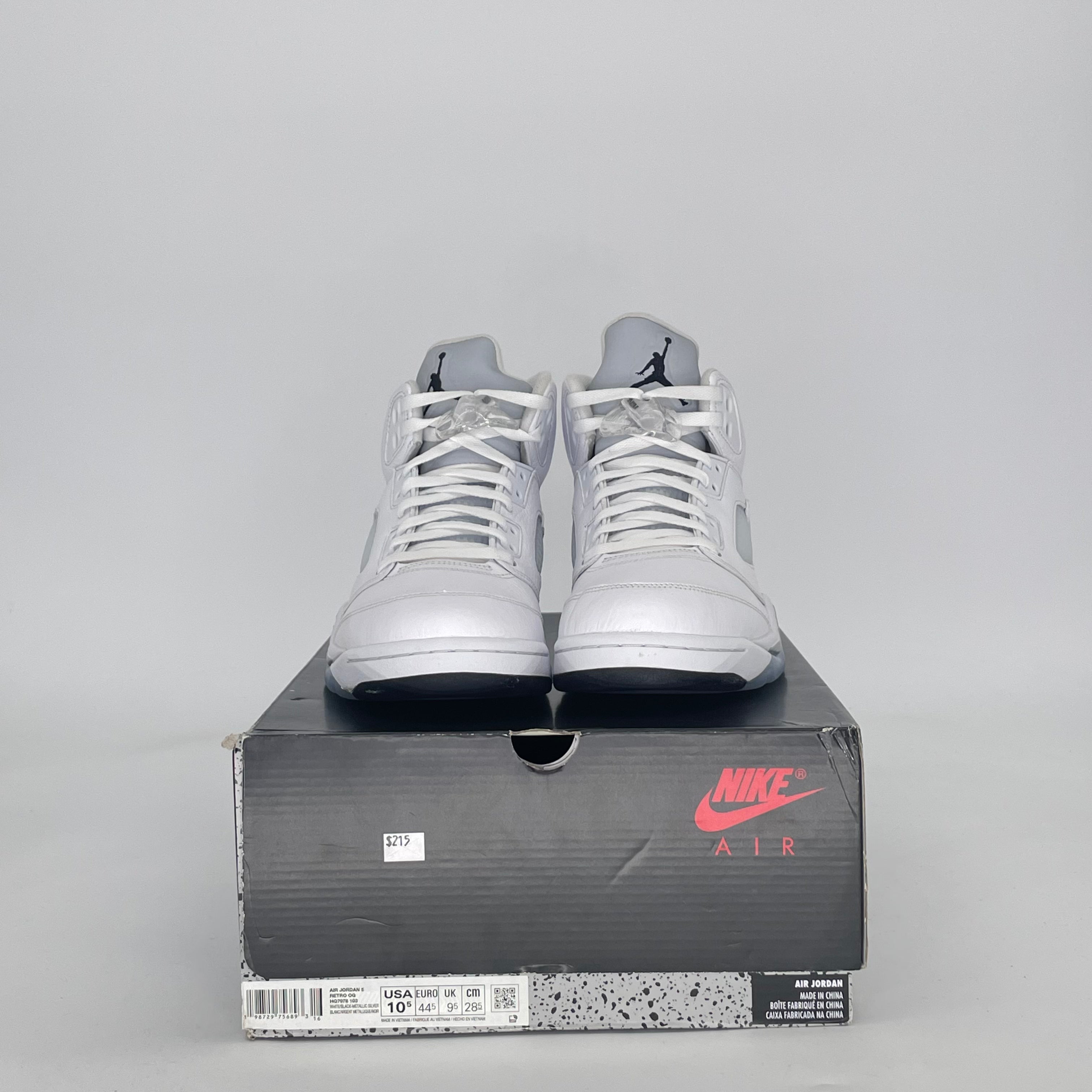 AIR JORDAN 5 WHITE METALLIC HQ7978-103 SIZE 10.5/12W