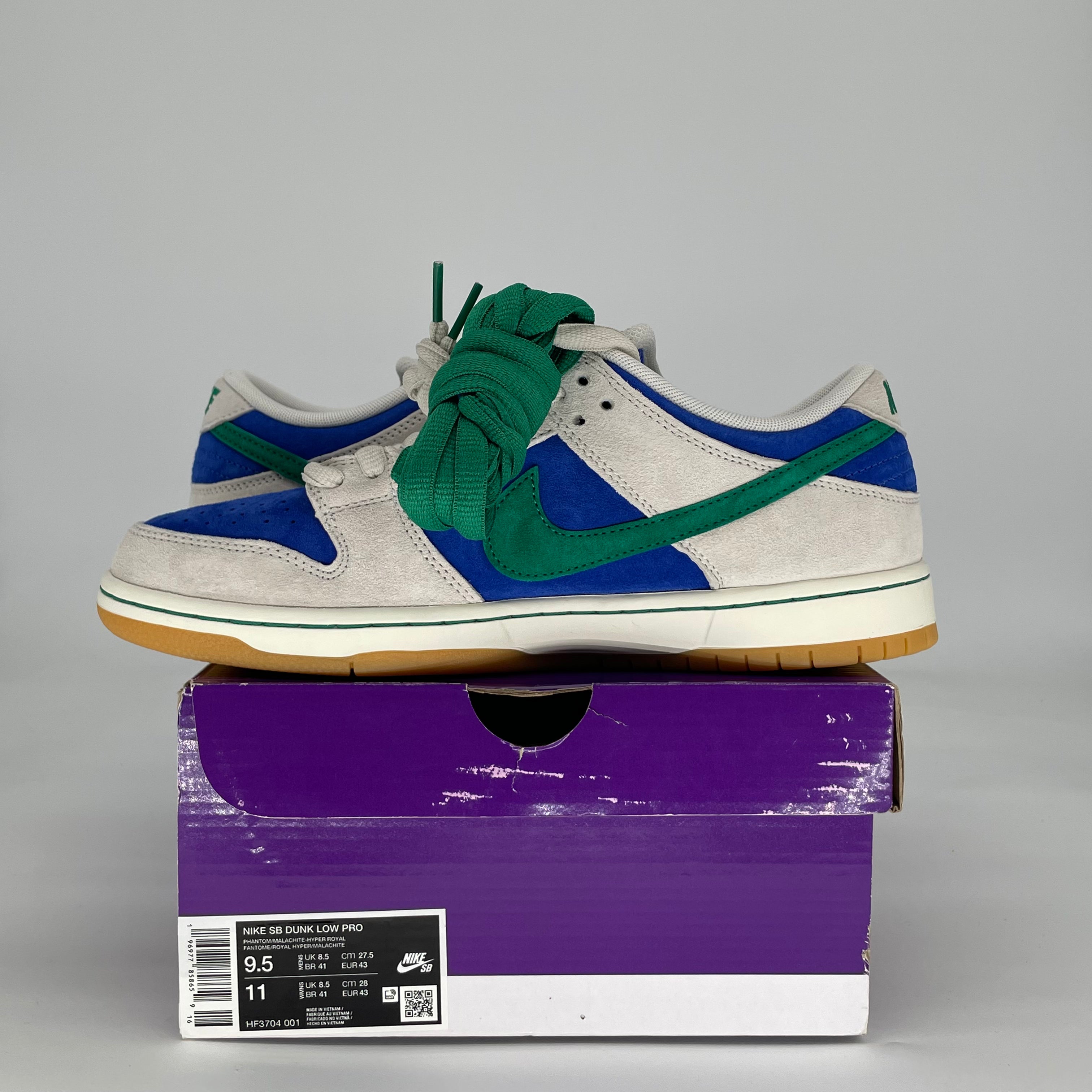 NIKE SB DUNK LOW HYPER ROYAL MALACHITE HF3704-001 SIZE 9.5/11W