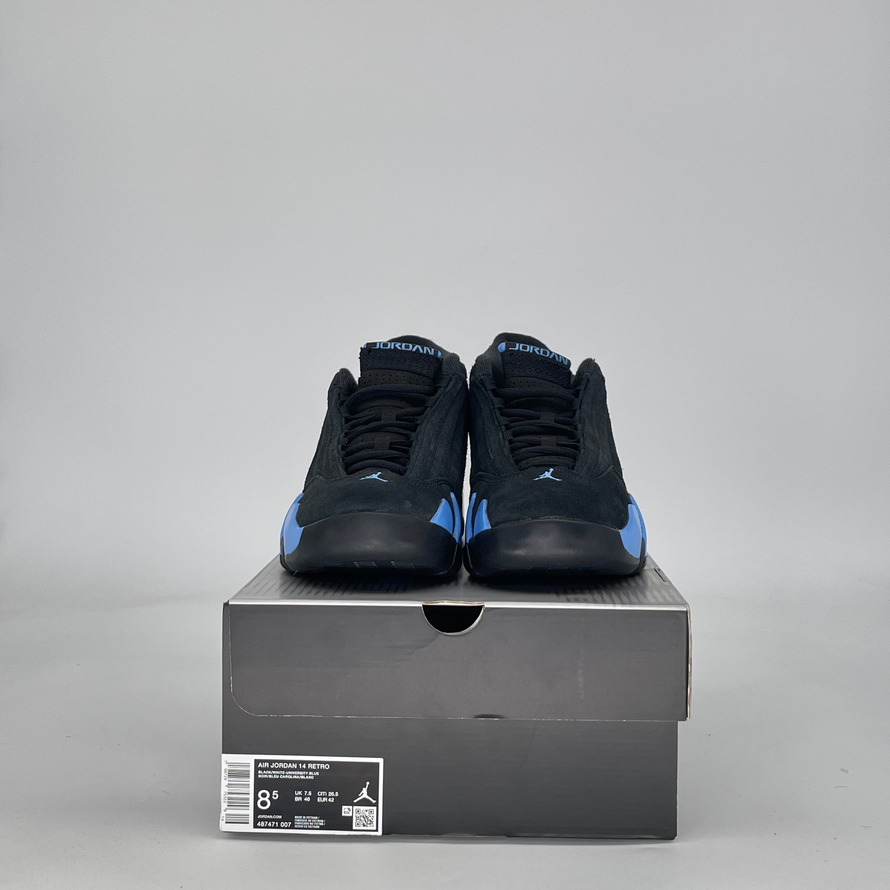 AIR JORDAN 14 BLACK UNIVERSITY BLUE 487471-007 SIZE 8.5/10W