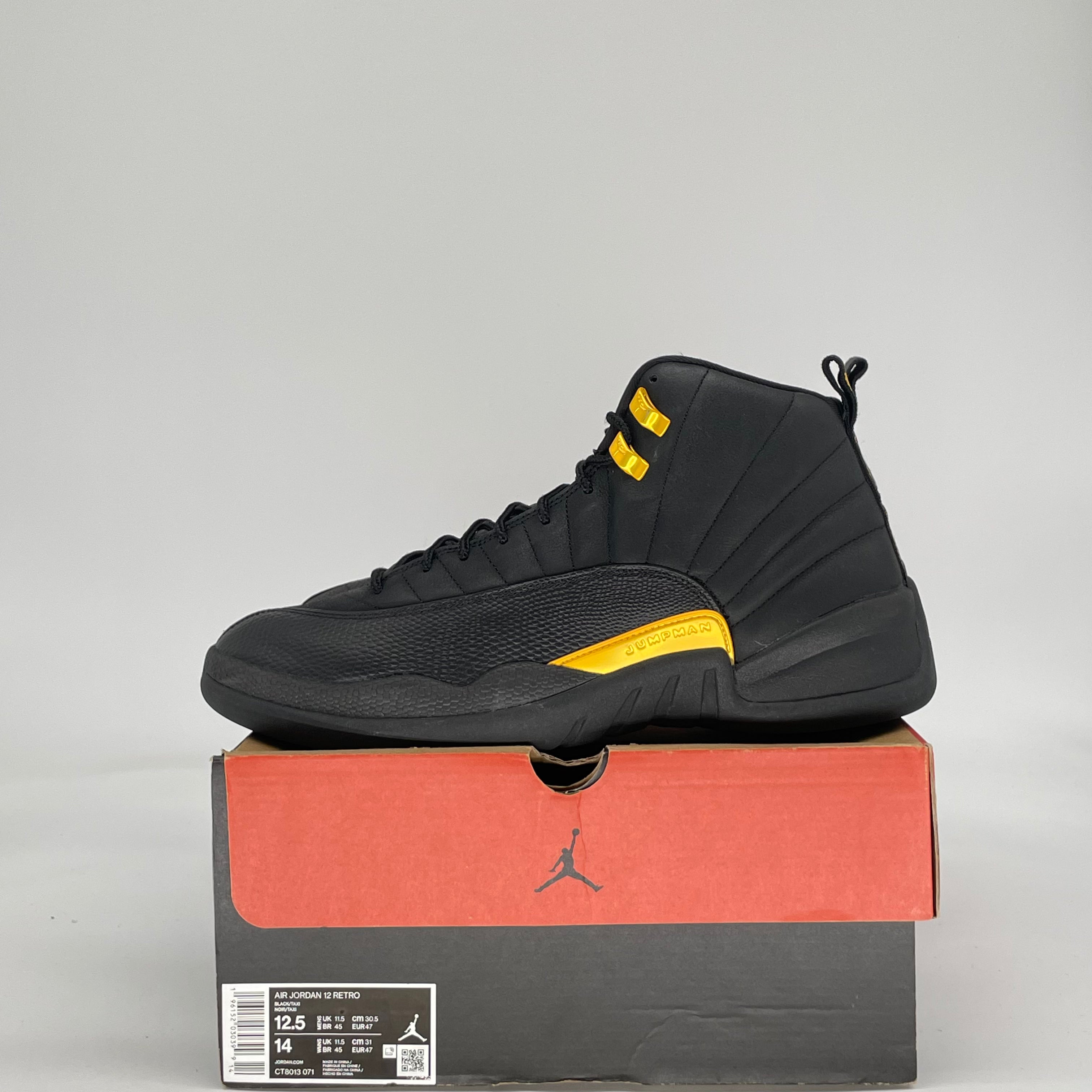 AIR JORDAN 12 BLACK TAXI CT8013-071 SIZE 12.5/14W