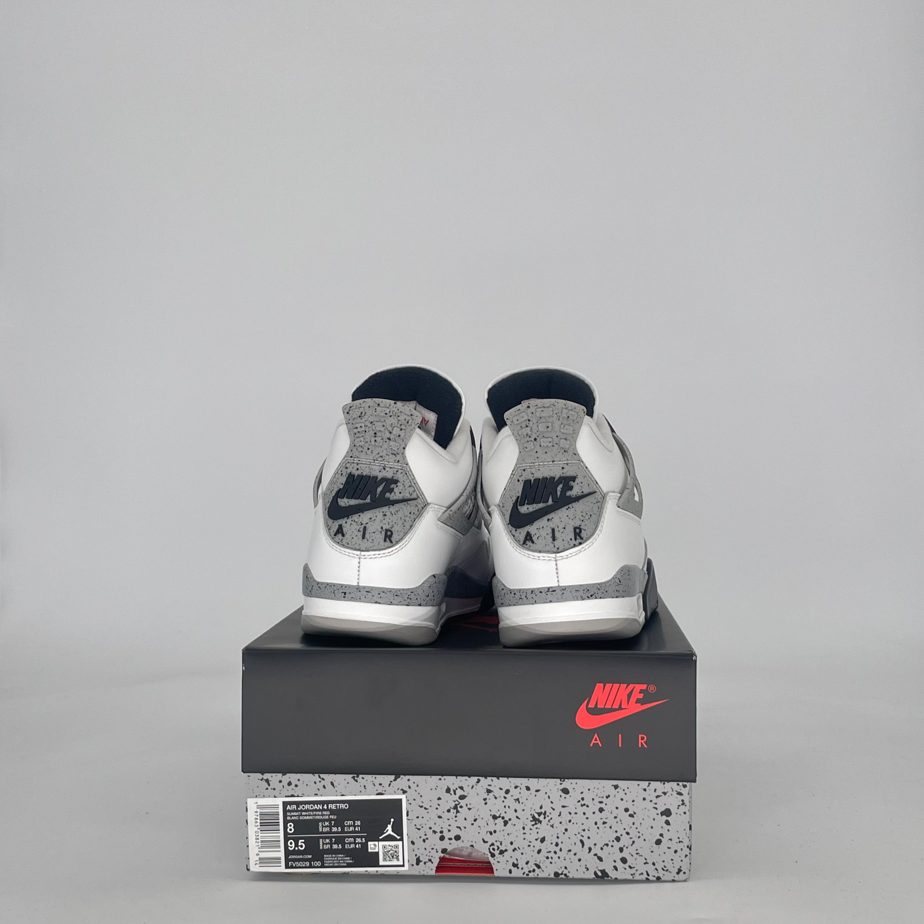 AIR JORDAN 4 WHITE CEMENT FV5029-100 SIZE 8/9.5W