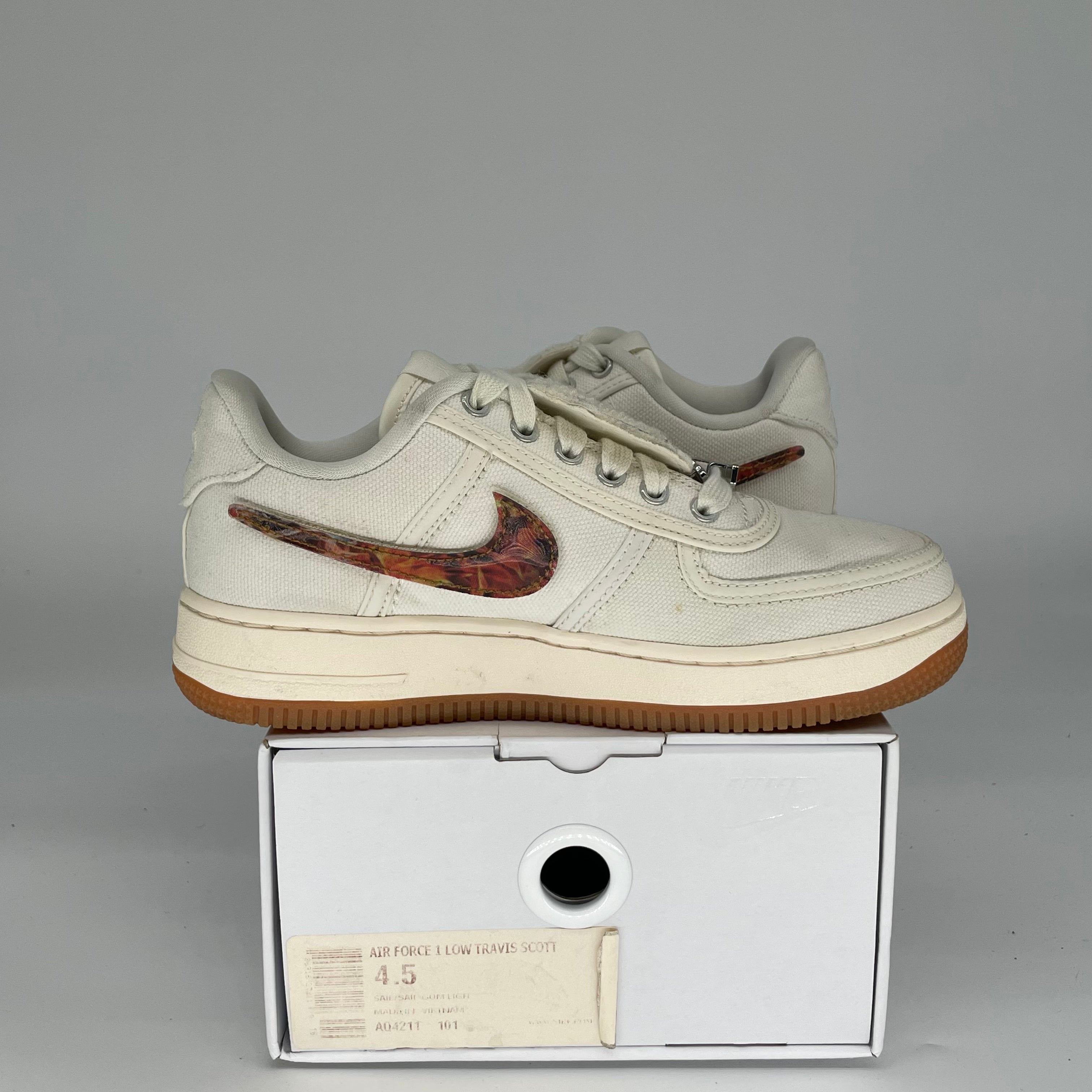 NIKE AIR FORCE 1 LOW TRAVIS SCOTT SAIL AQ4211-101 SIZE 4.5/6W
