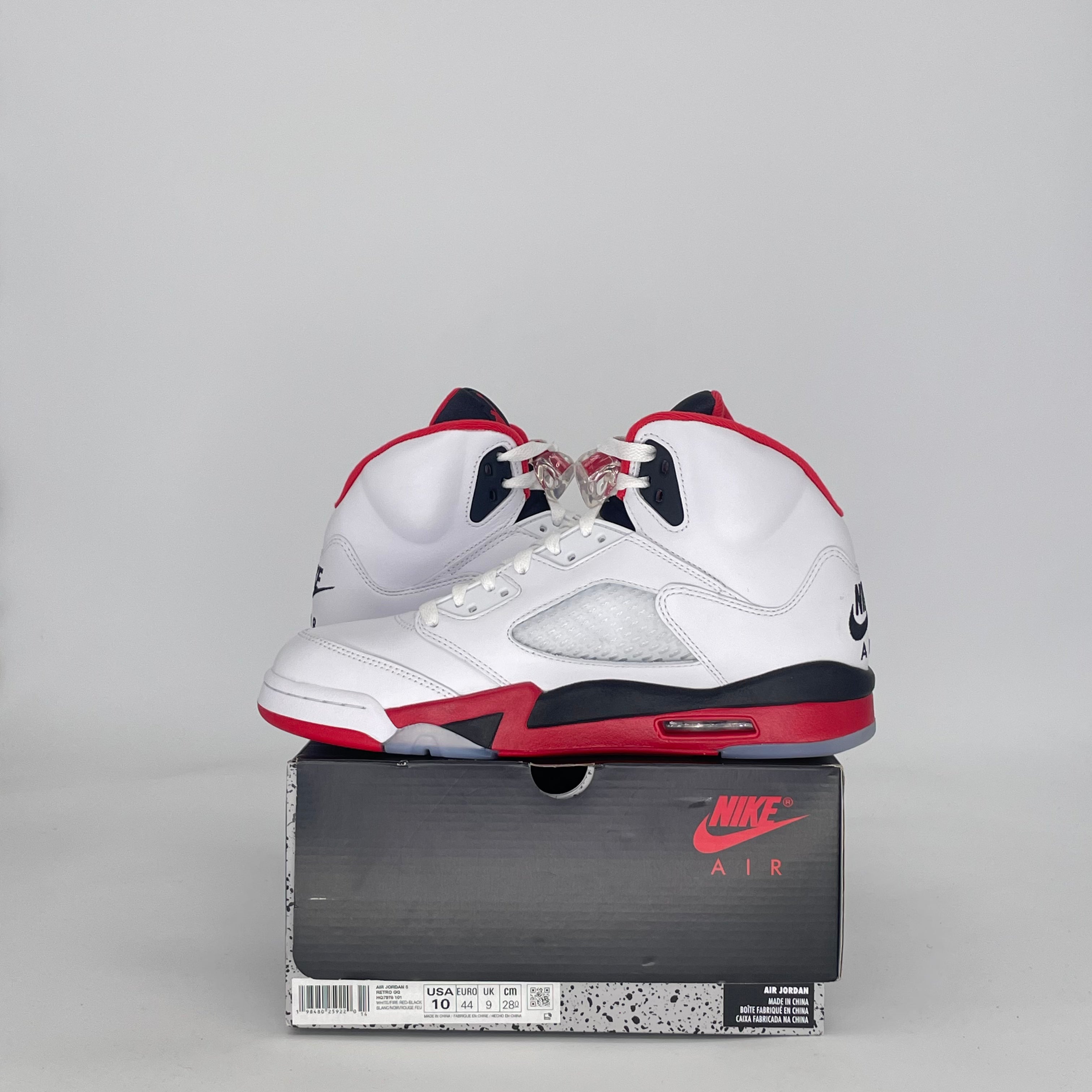 AIR JORDAN 5 FIRE RED BLACK TONGUE HQ7978-101 SIZE 10/11.5W