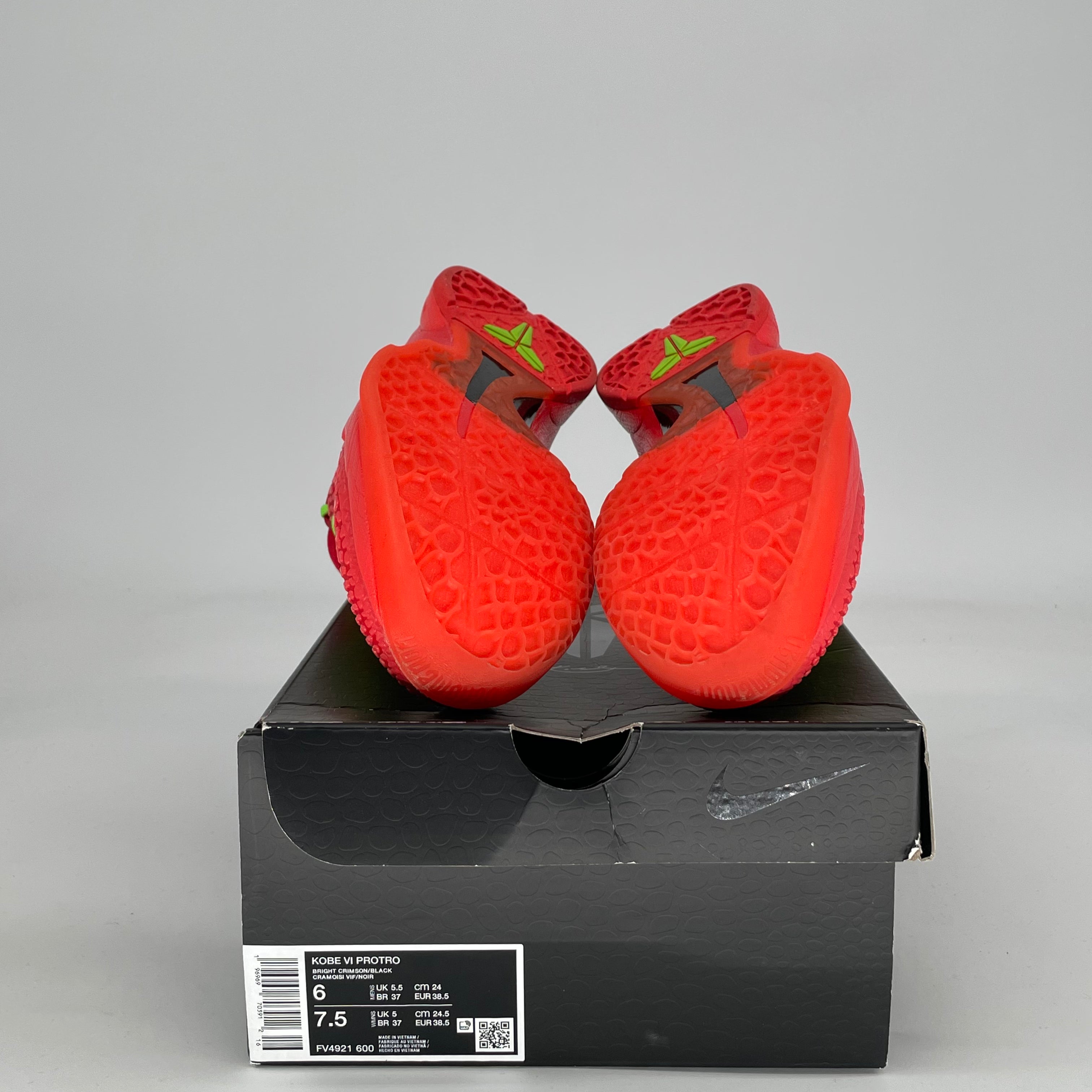 NIKE KOBE 6 PROTRO REVERSE GRINCH FV4921-600 SIZE 6/7.5W
