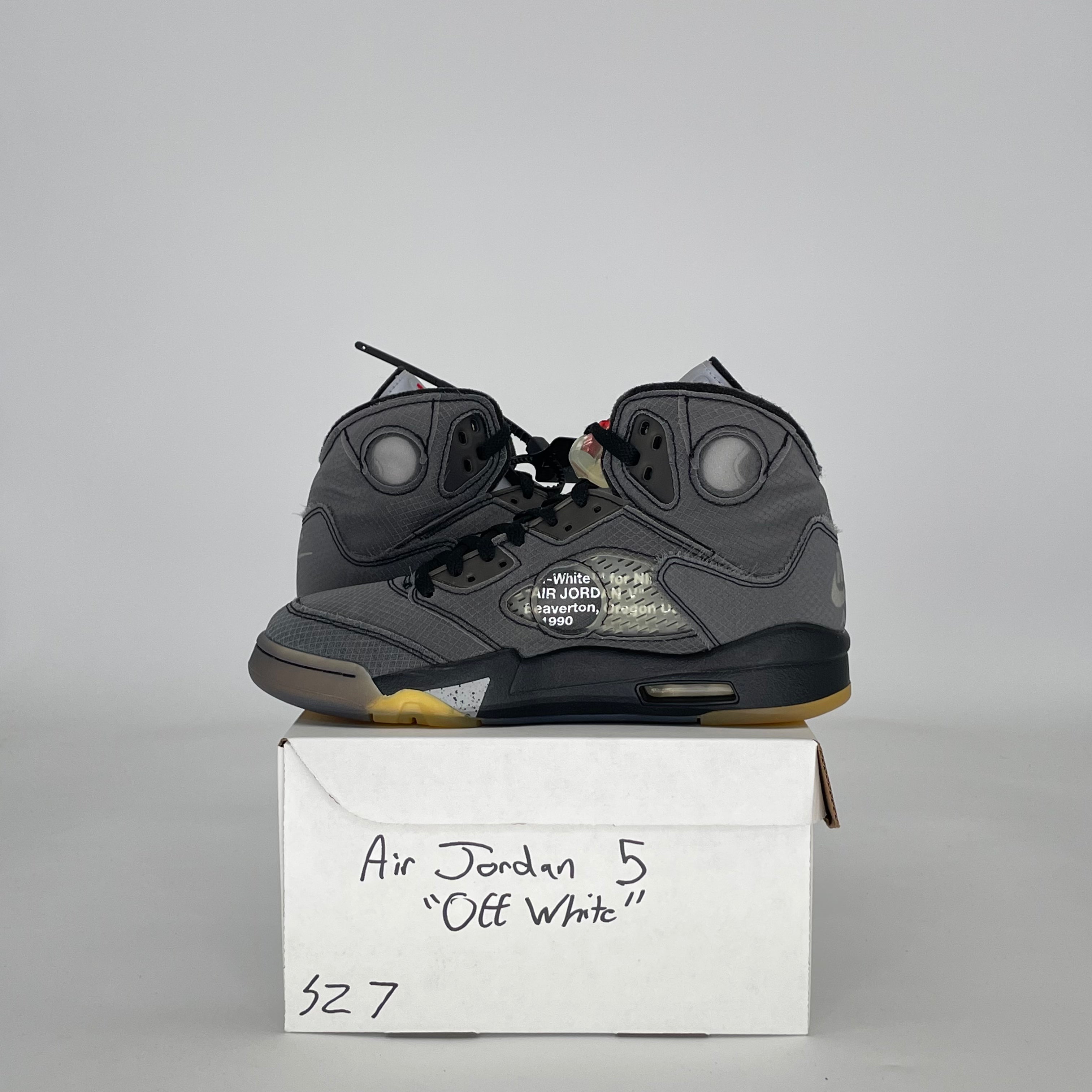 AIR JORDAN 5 OFF-WHITE MUSLIN CT8480-001 SIZE 7/8.5W GS