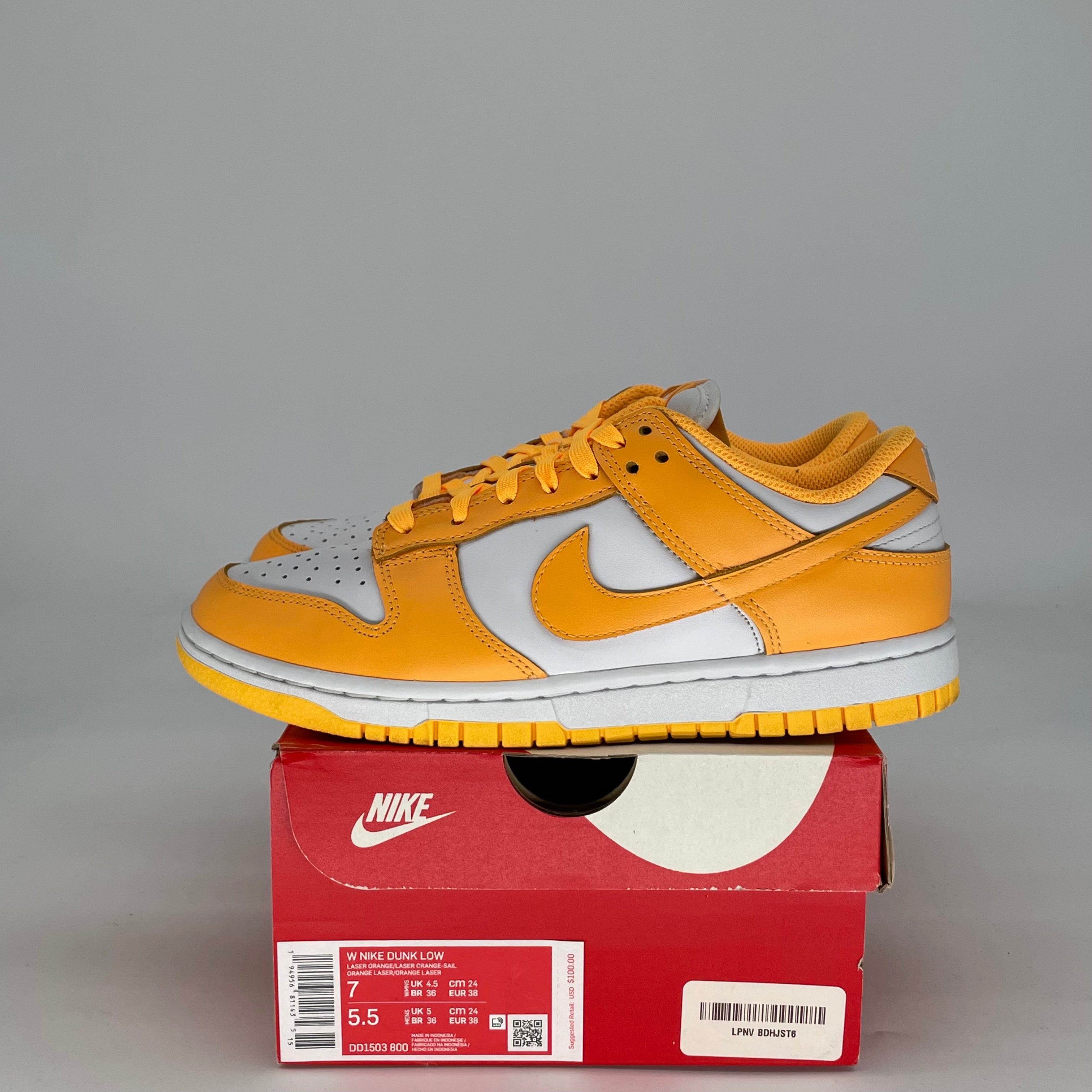 NIKE DUNK LOW LASER ORANGE W DD1503-800 SIZE 5.5/7W