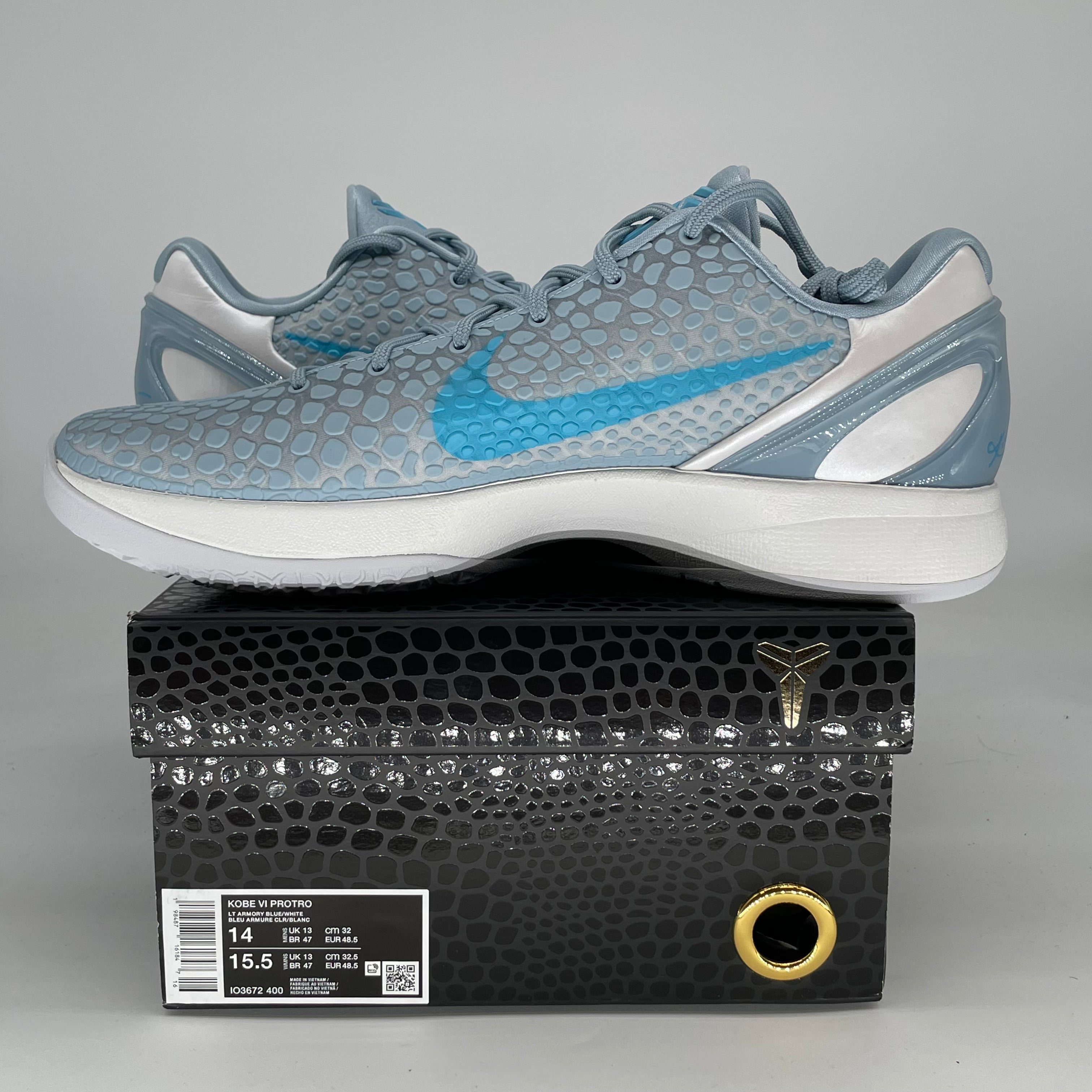 NIKE KOBE 6 PROTRO CAITLIN CLARK LIGHT ARMORY BLUE IO3672-400 SIZE 14/15.5W