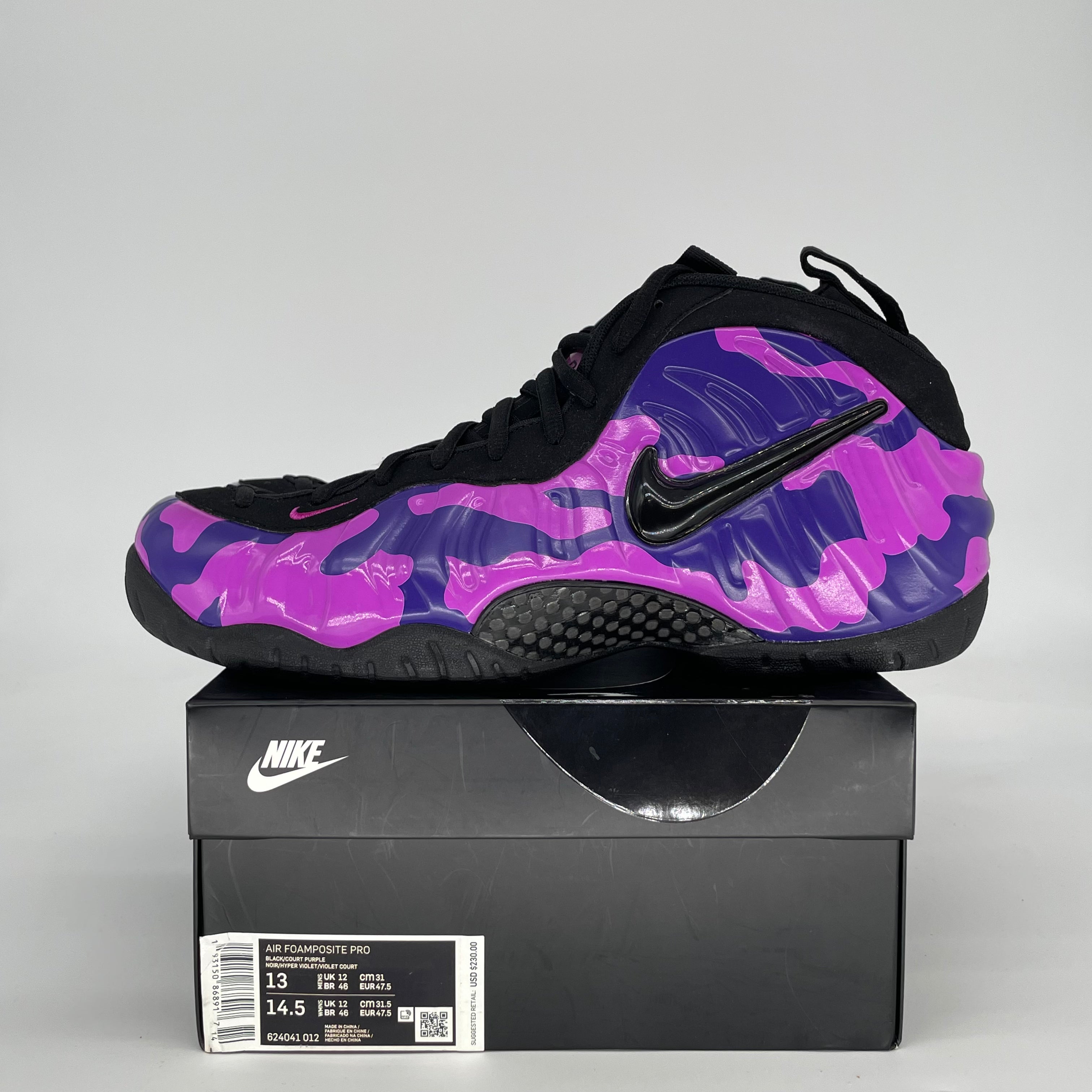 NIKE AIR FOAMPOSITE PRO PURPLE CAMO 624041-012 SIZE 13/14.5W