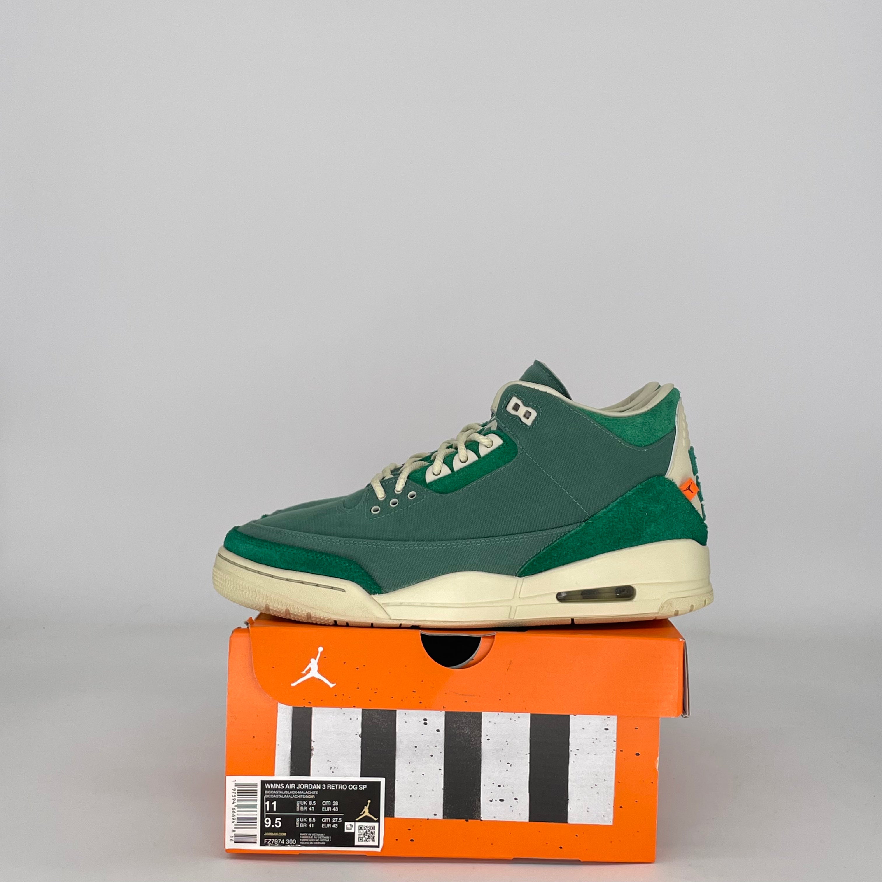 AIR JORDAN 3 NINA CHANEL ABNEY BICOASTAL W FZ7974-300 SIZE 9.5/11W
