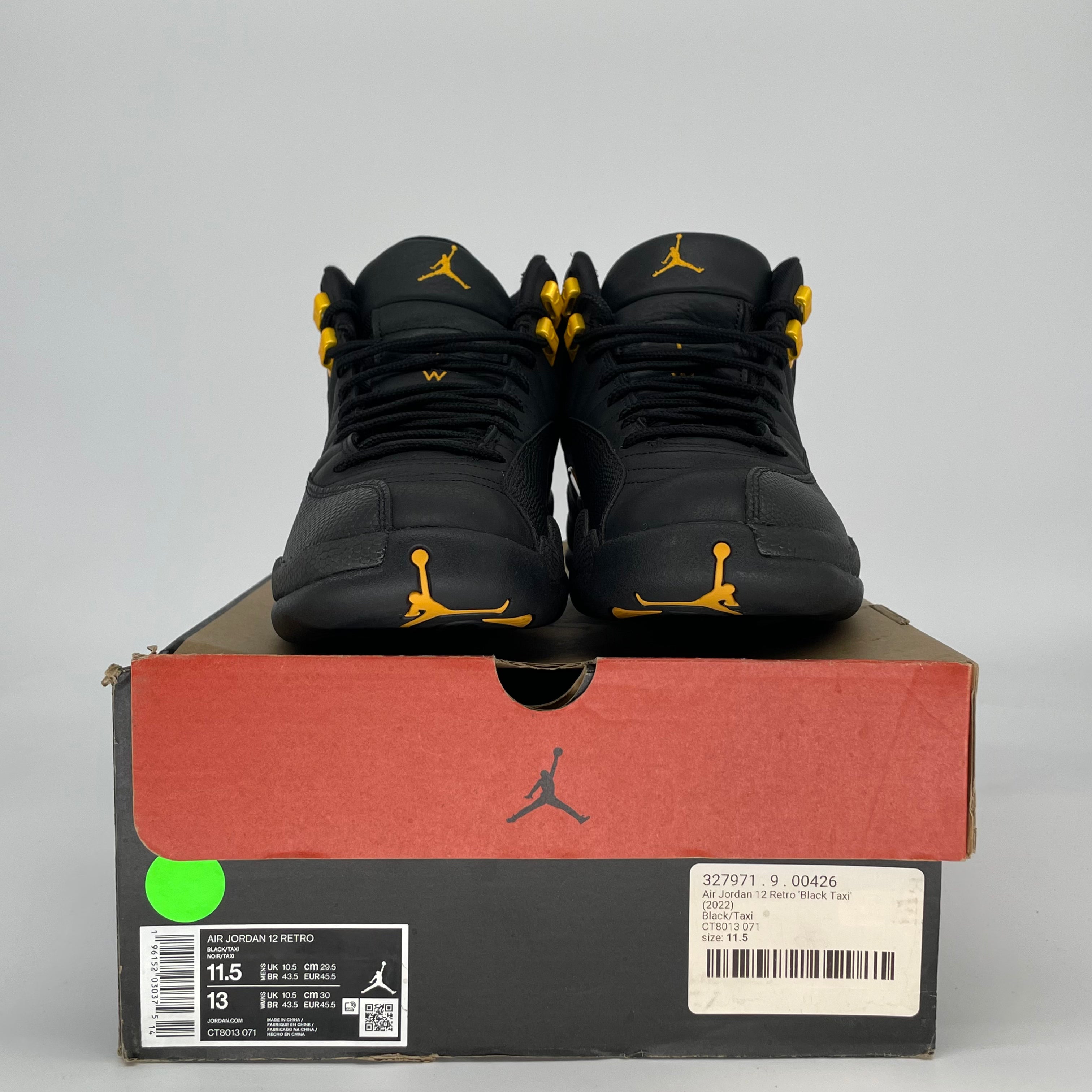 AIR JORDAN 12 BLACK TAXI CT8013-071 SIZE 11.5/13W
