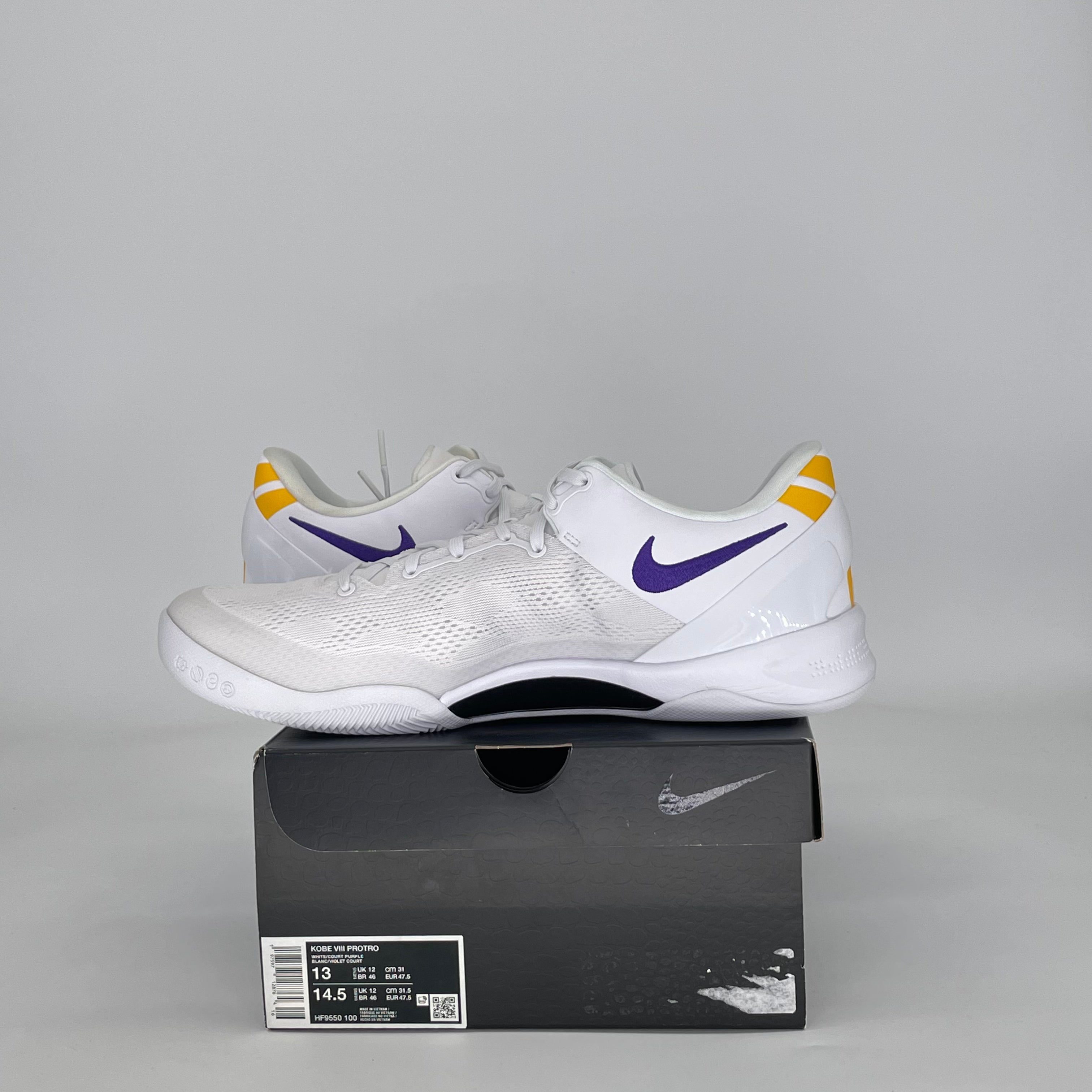 NIKE KOBE 8 PROTRO LAKERS HOME HF9550-100 SIZE 13/14.5W