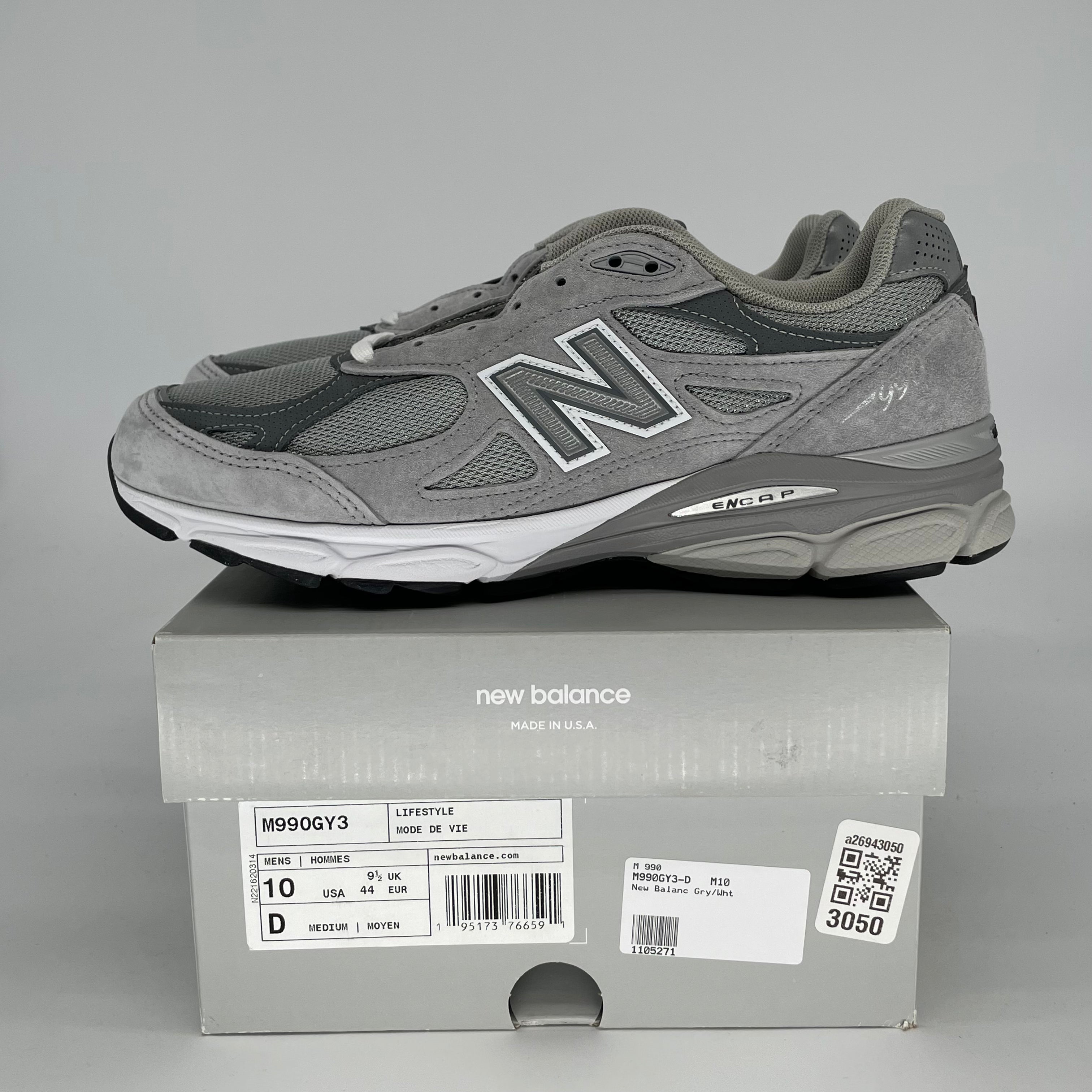 NEW BALANCE 990V3 MIUSA GREY M990GY3 SIZE 10/11.5W