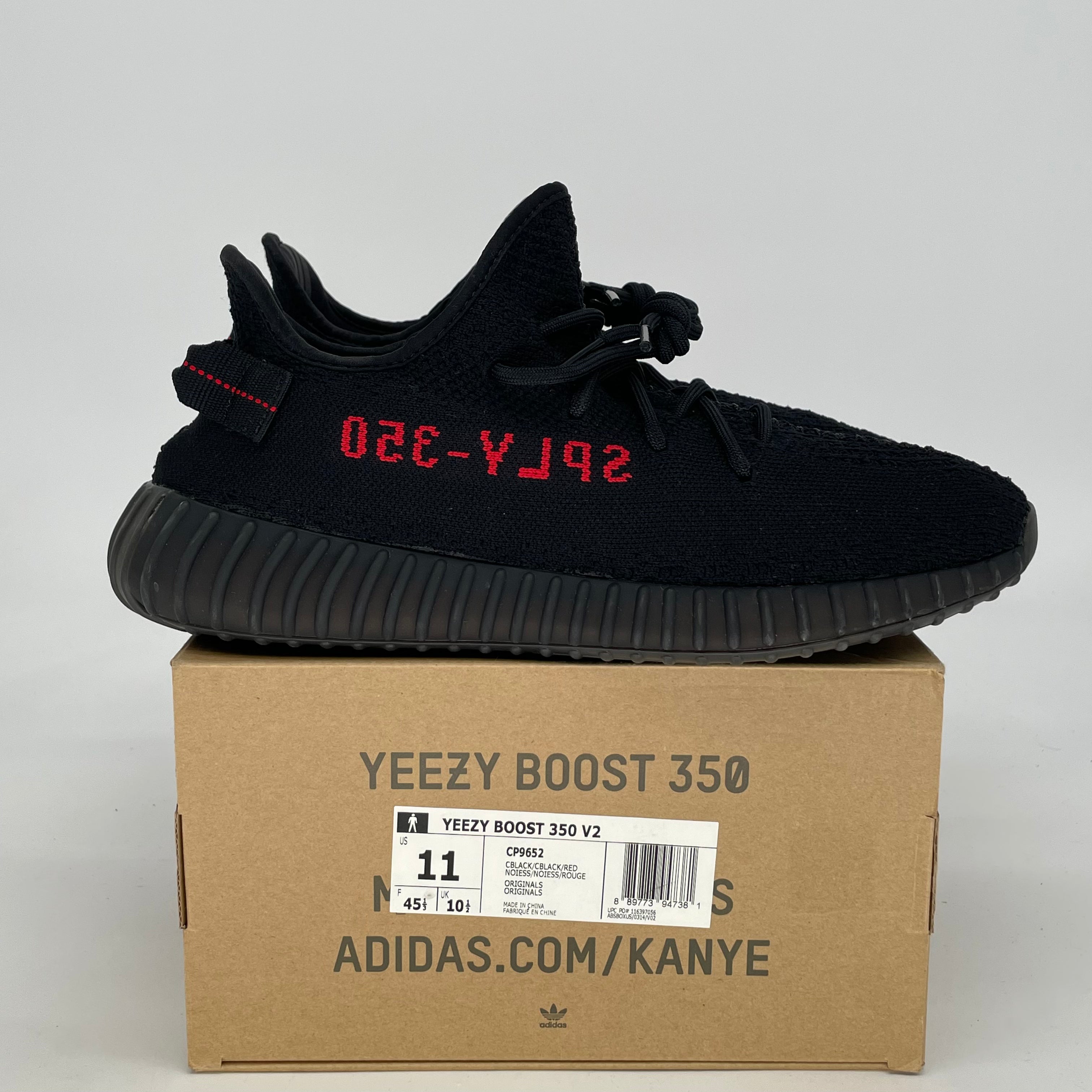 ADIDAS YEEZY 350 V2 BLACK RED CP9652 SIZE 11/12.5W