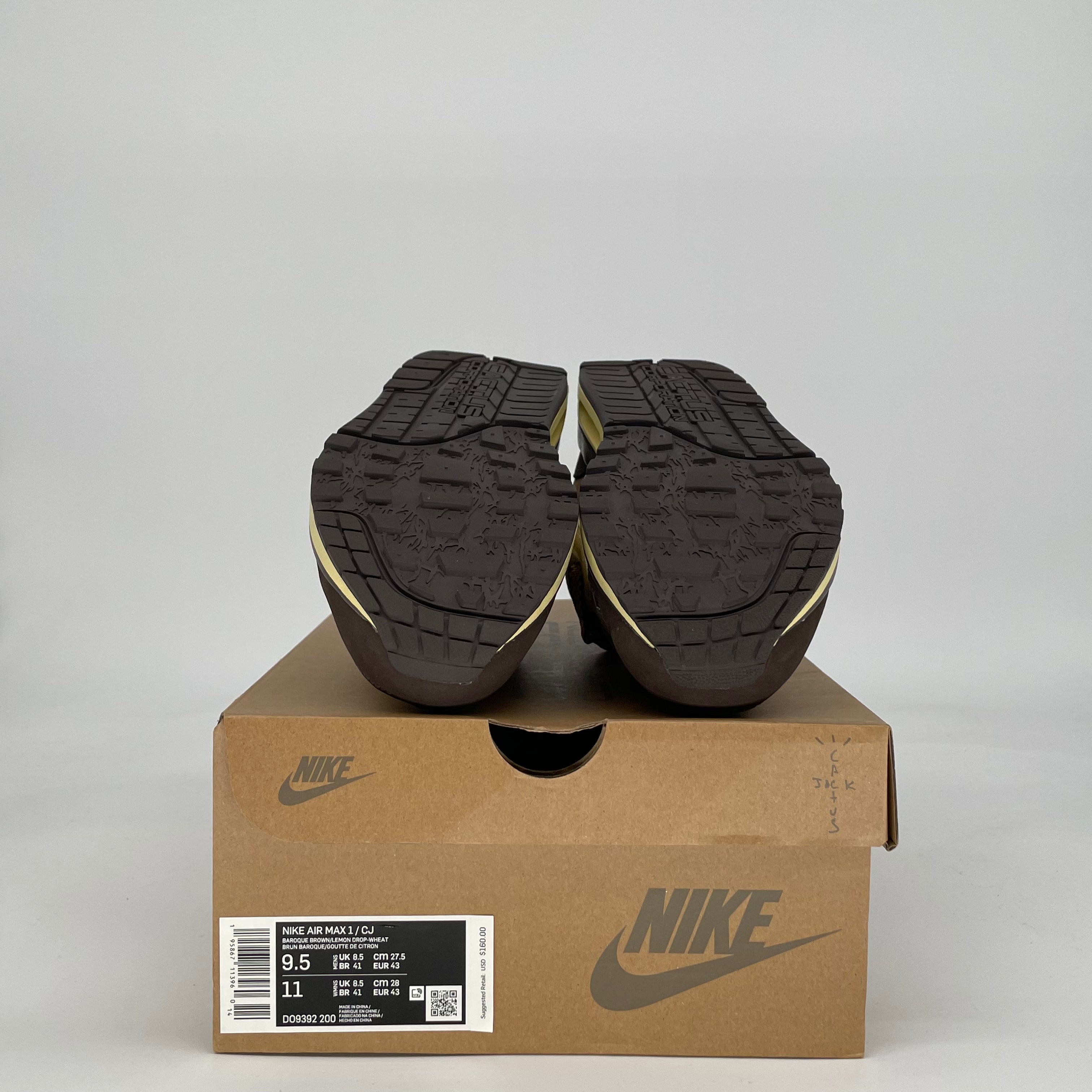 NIKE AIR MAX 1 TRAVIS SCOTT CACTUS JACK BAROQUE BROWN DO0932-200 SIZE 9.5/11