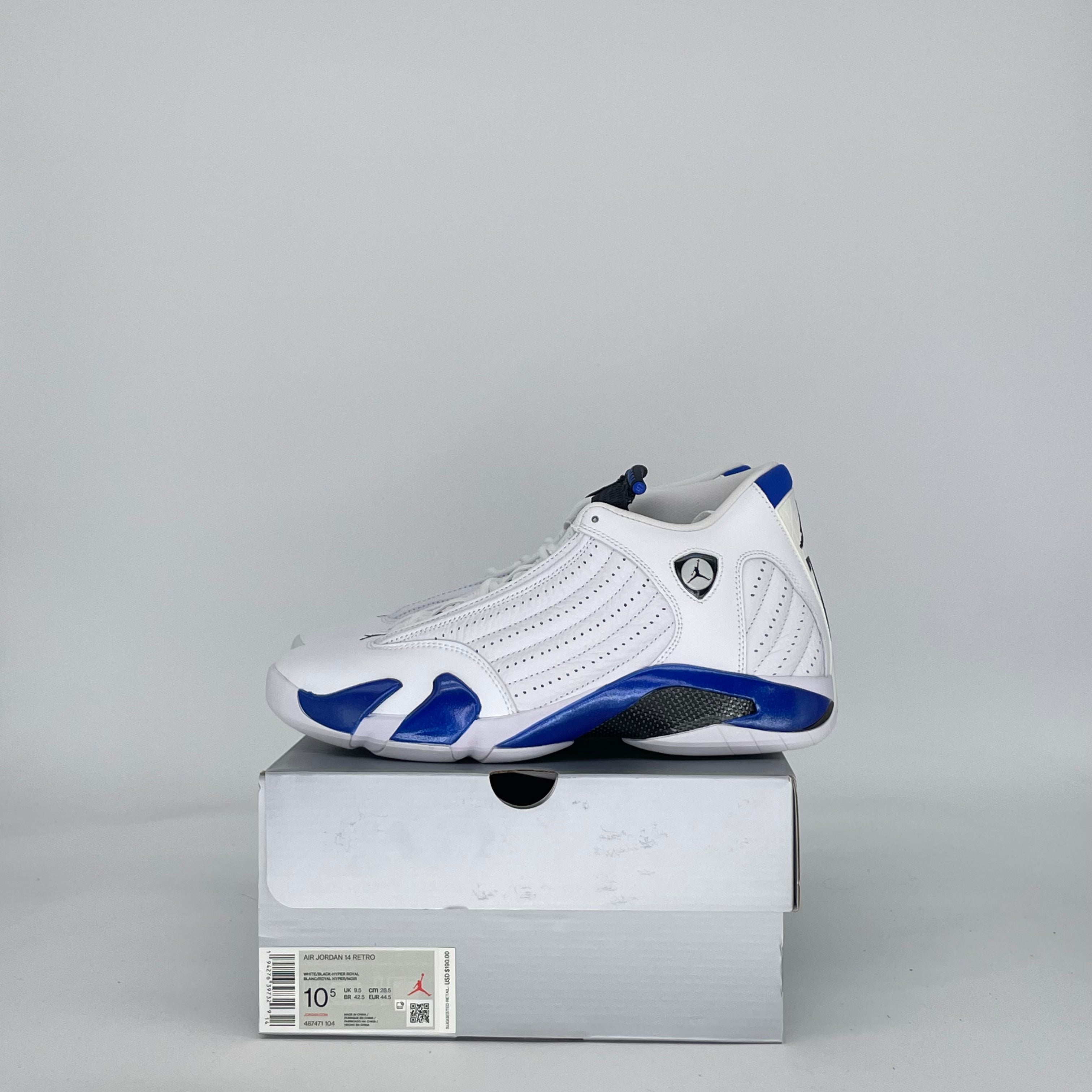 AIR JORDAN 14 WHITE HYPER ROYAL 487471-104 SIZE 10.5/12W