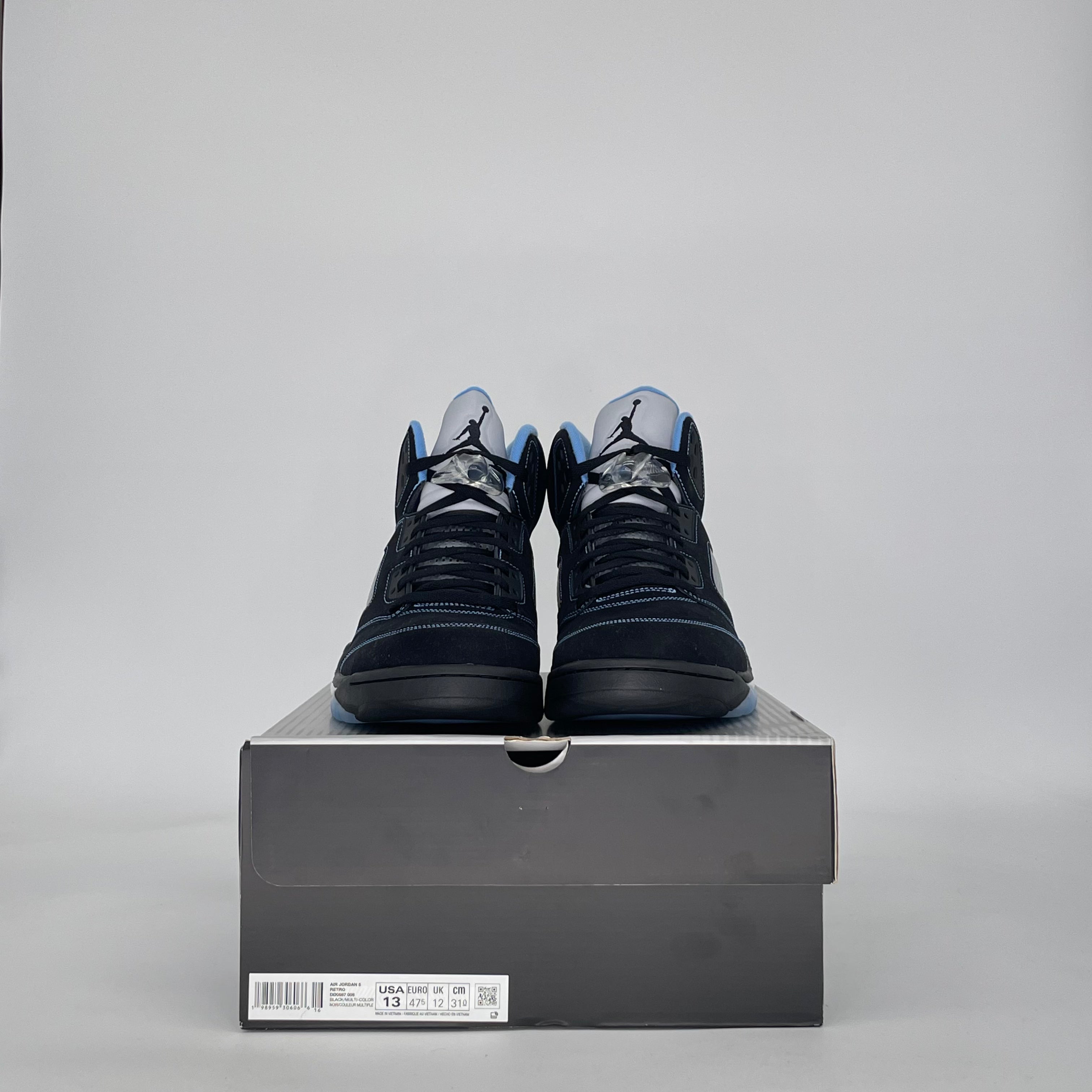 AIR JORDAN 5 BLACK UNIVERSITY BLUE DD0587-008 SIZE 13/14.5W