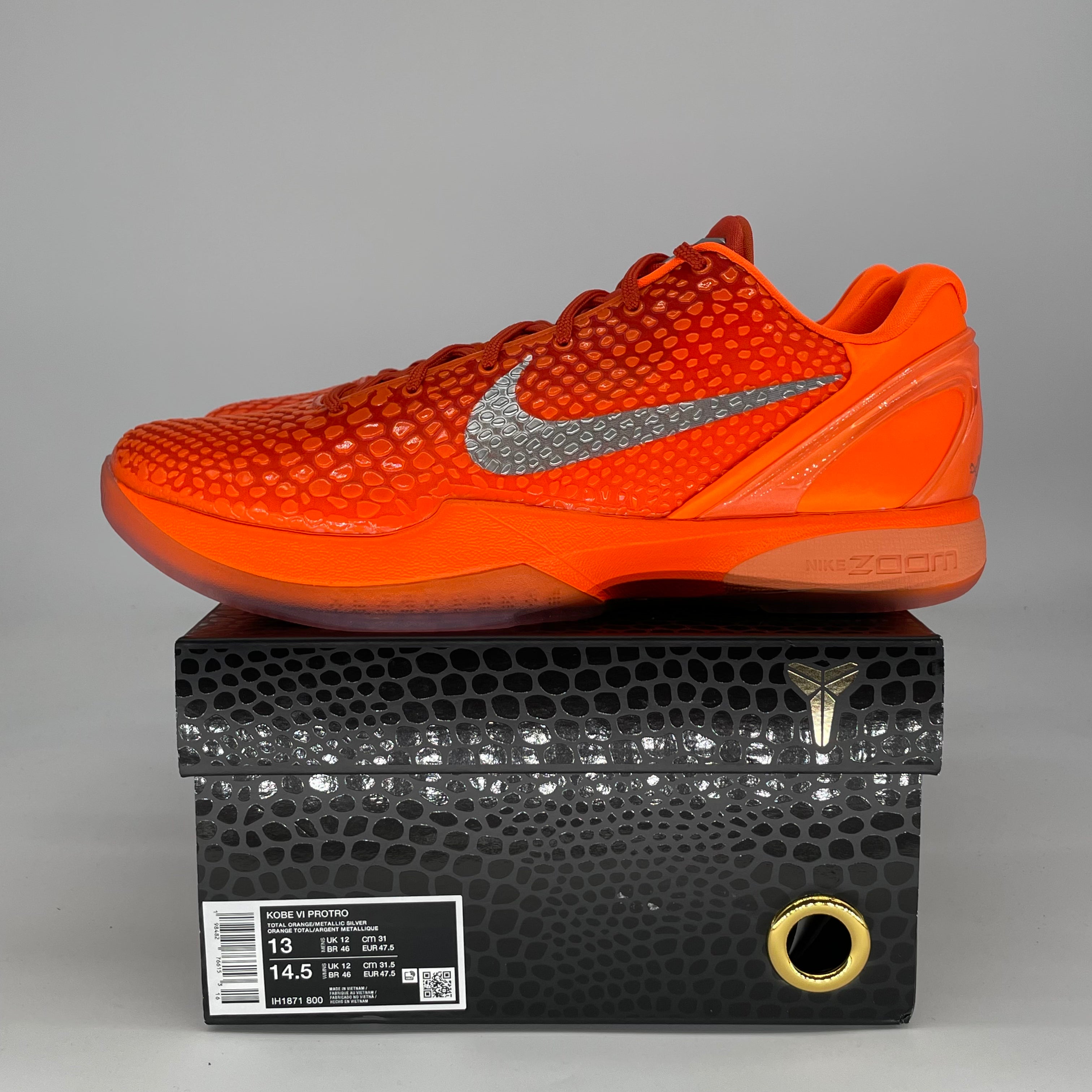 NIKE KOBE 6 PROTRO TOTAL ORANGE IH1871-800 SIZE 13/14.5W