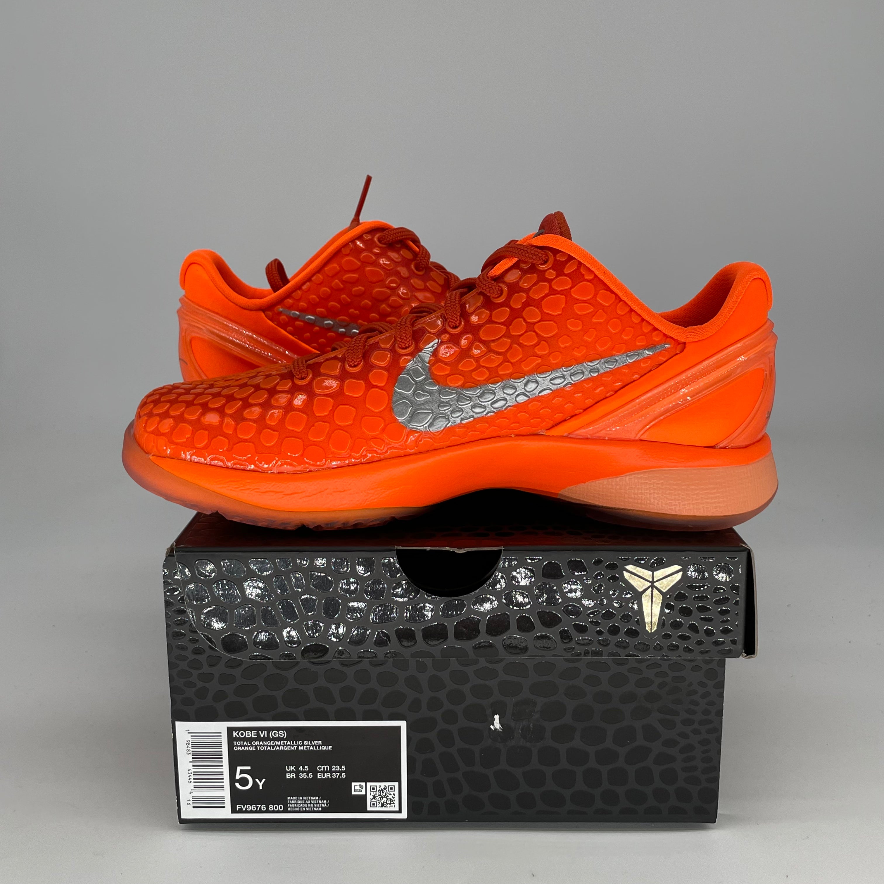 NIKE KOBE 6 TOTAL ORANGE FV9676-800 SIZE 5/6.5W