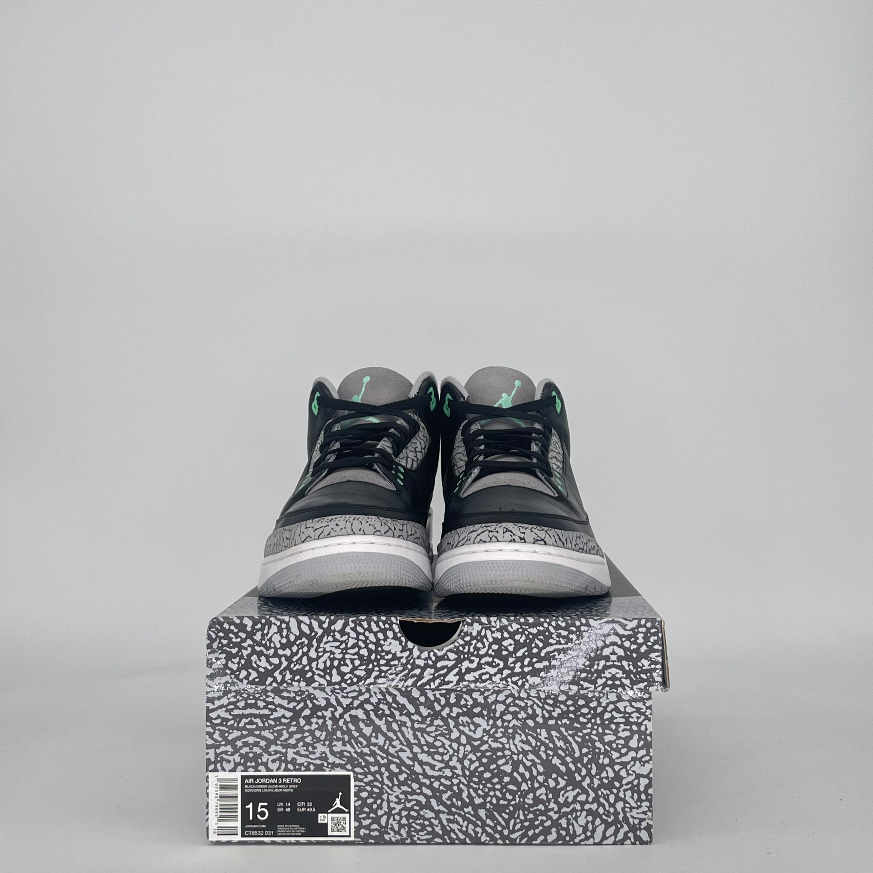 AIR JORDAN 3 GREEN GLOW CT8532-031 SIZE 15/16.5W