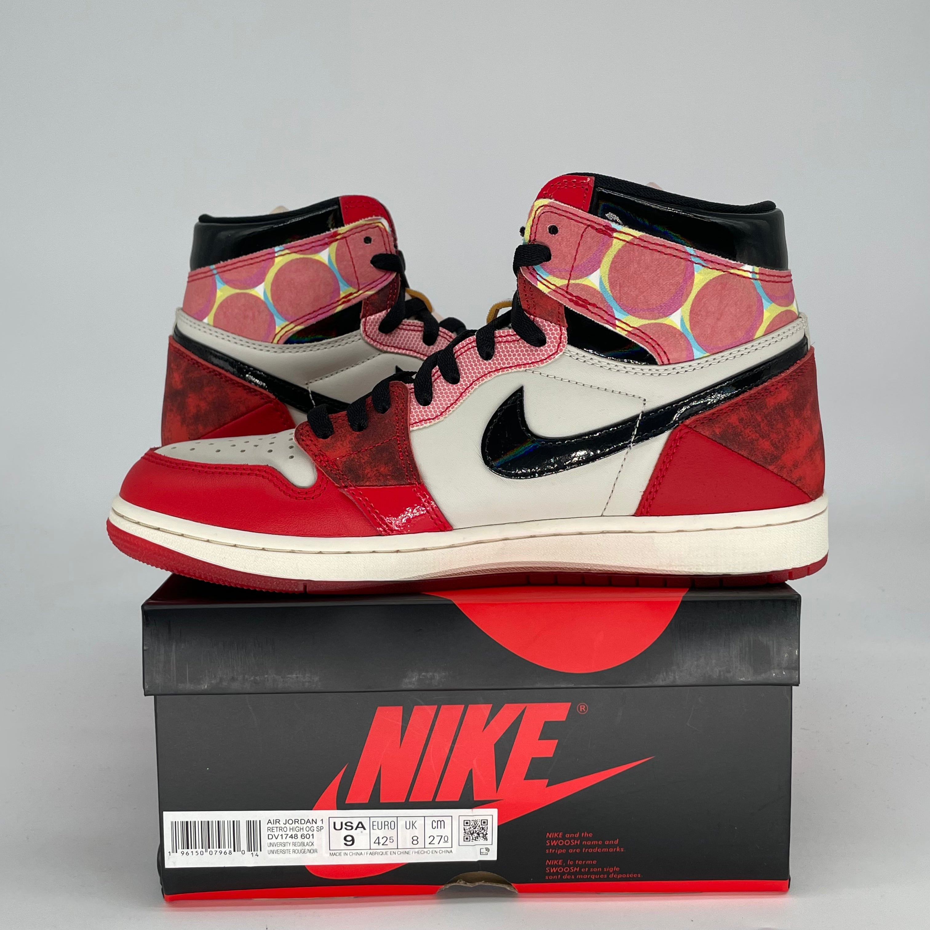 AIR JORDAN 1 SPIDERMAN ACROSS THE SPIDER-VERSE DV1748-601 SIZE 9/10.5W